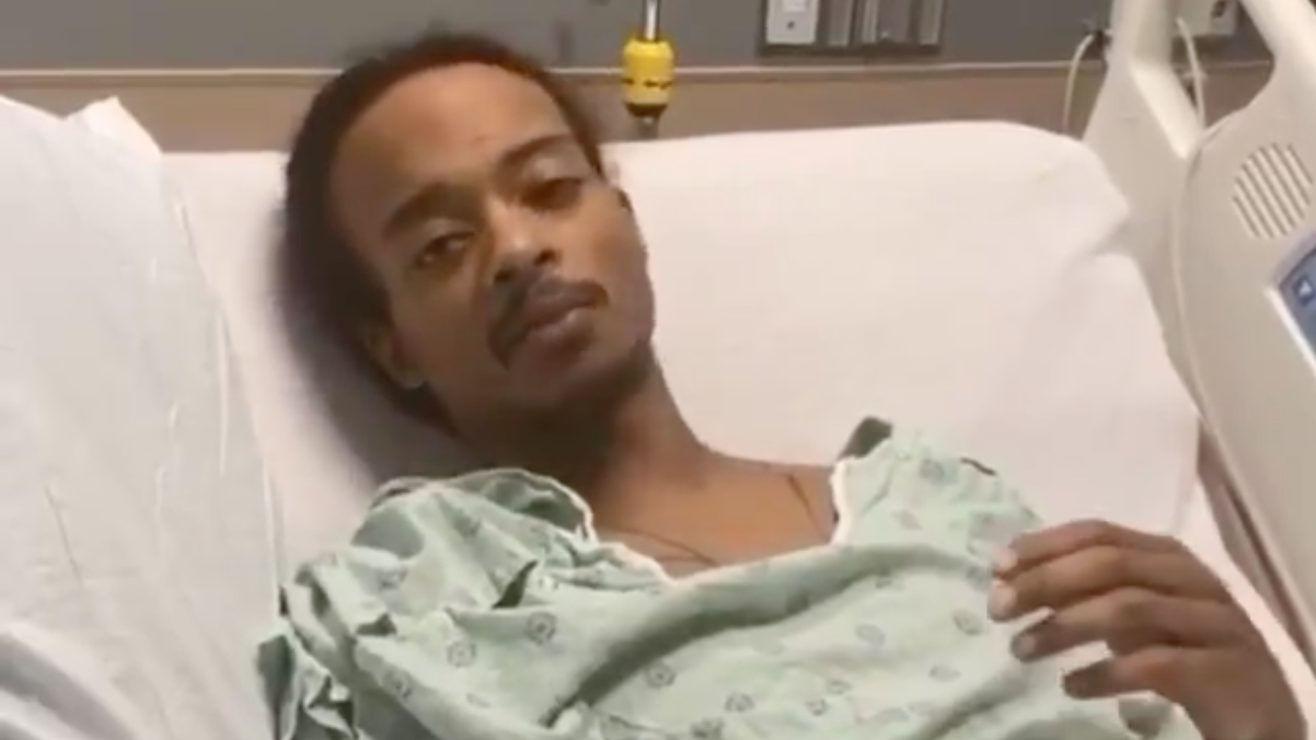 A screenshot of Jacob Blake speaking from the hospital