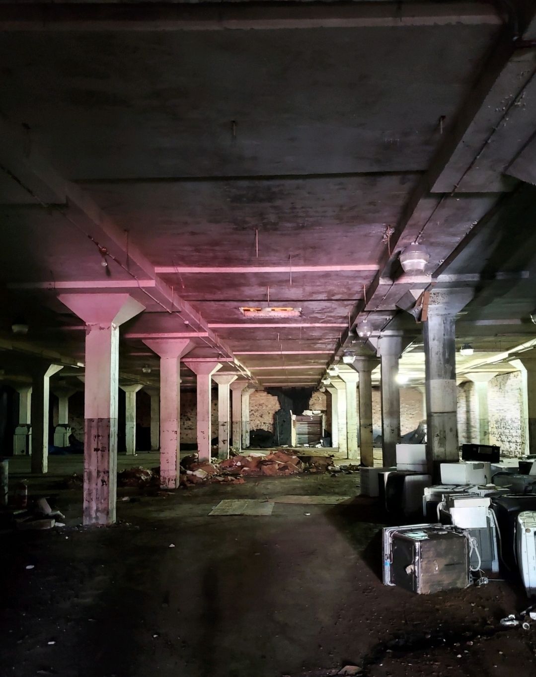 A photo of the inside of a Des Moines warehouse.