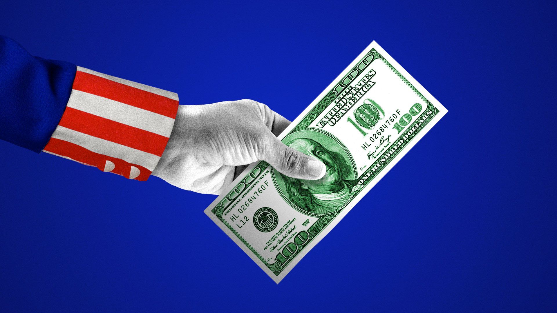 Illustration of Uncle Sam holding a dollar bill