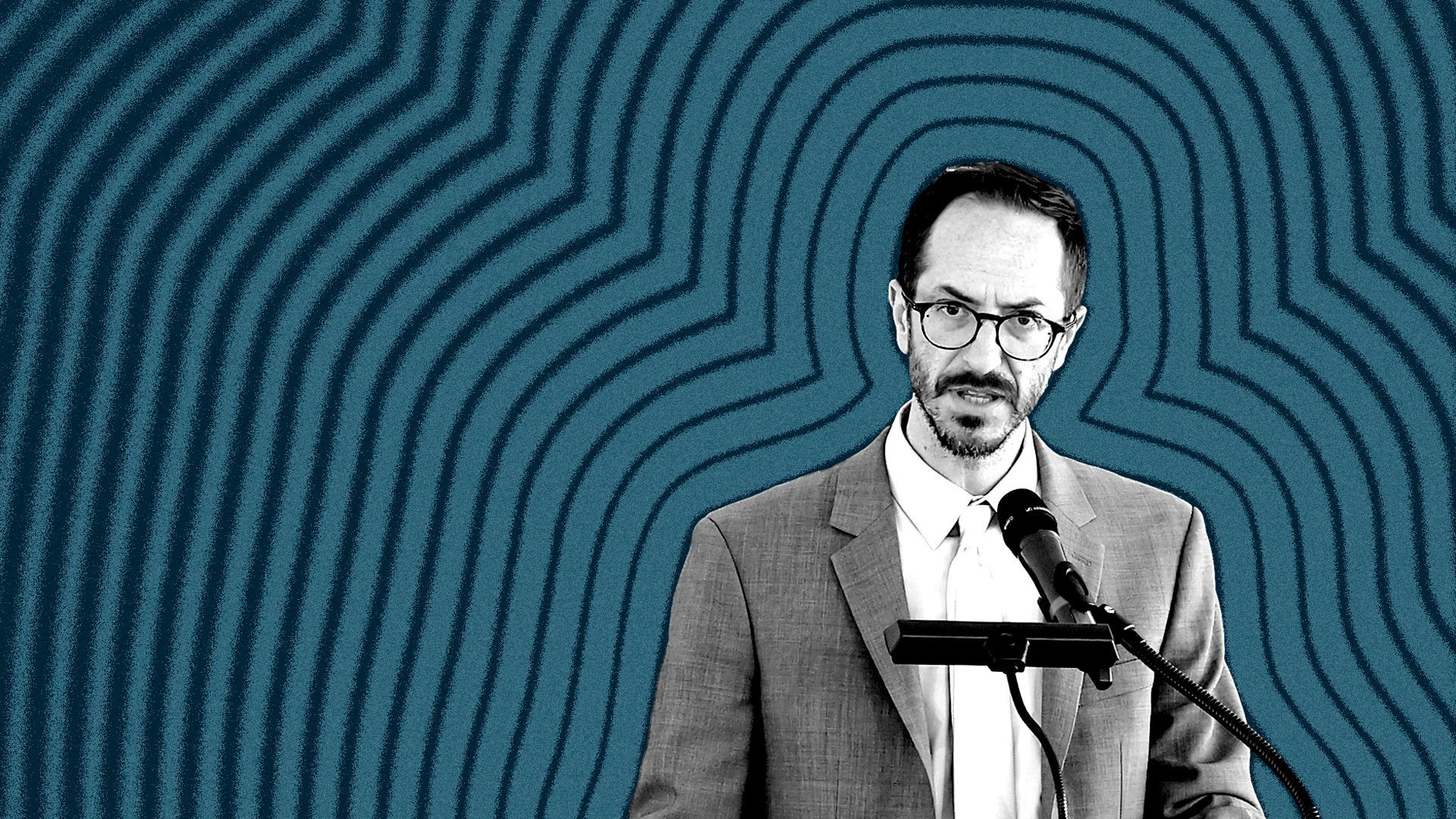 Photo illustration of Nashville Mayor Freddie O'Connell with lines radiating from him.