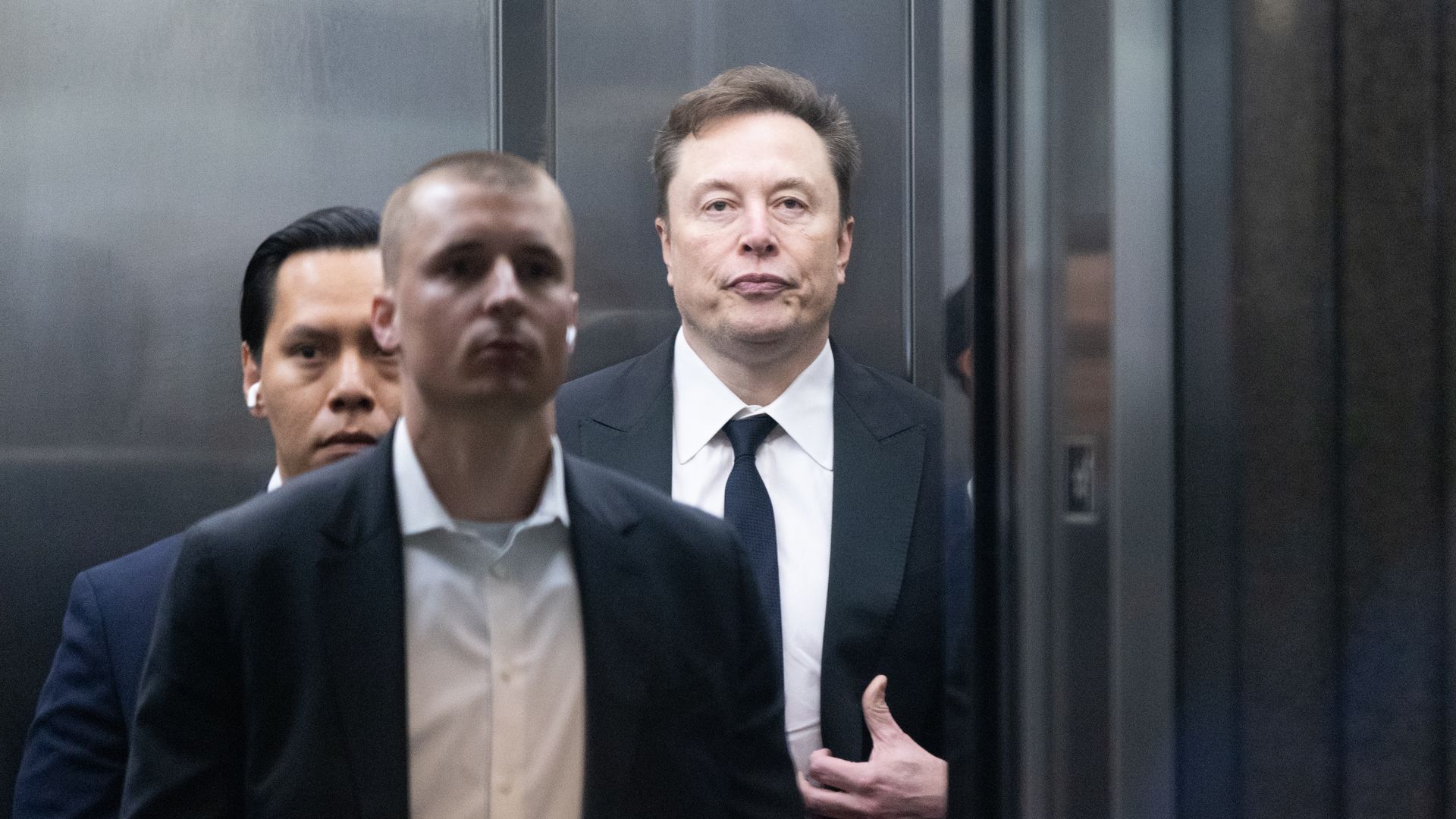 Elon Musk in a elevator