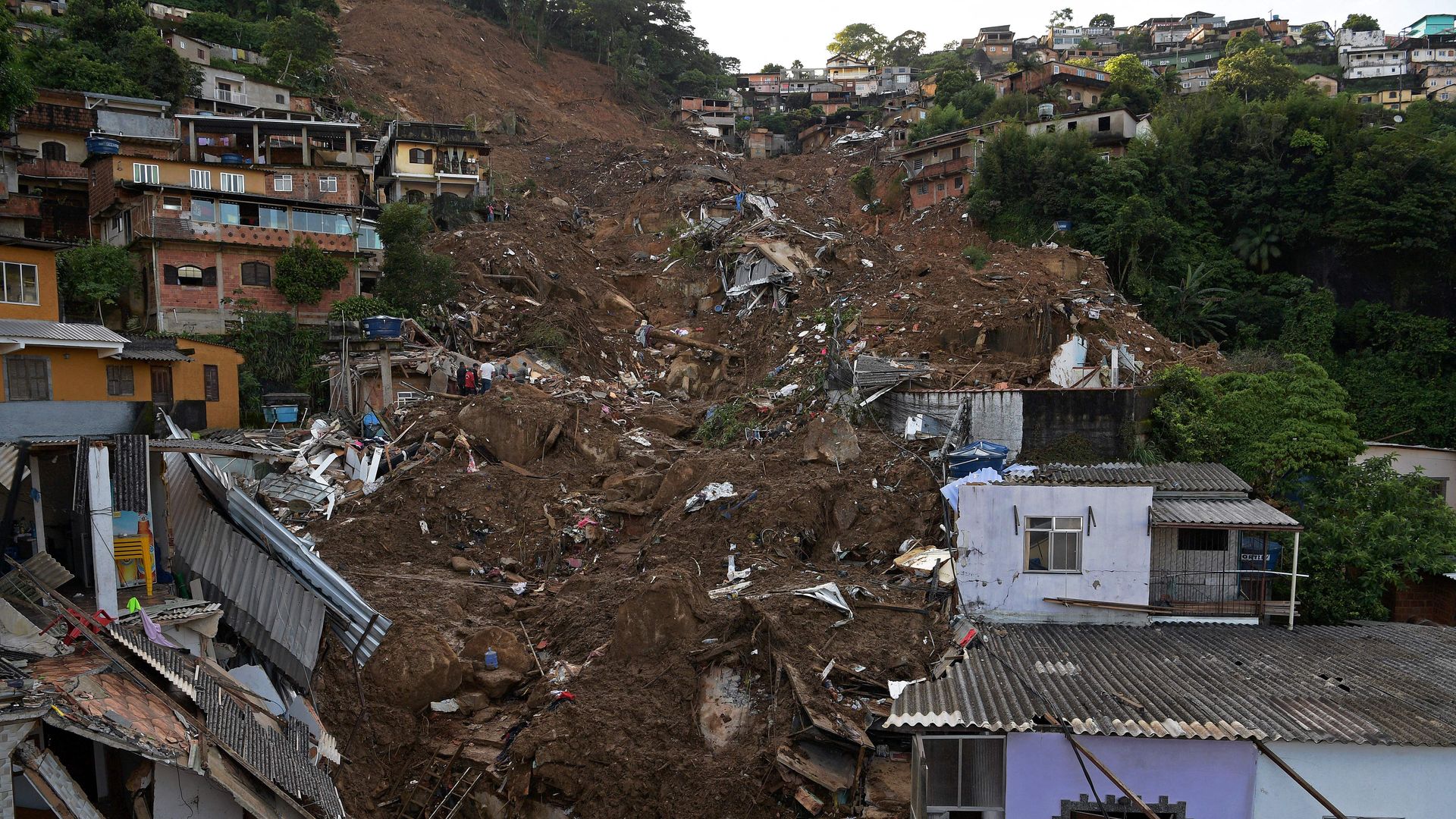 View after a mudslide in Petropolis, Brazil on February 17, 2022 during the second day of rescue operations.