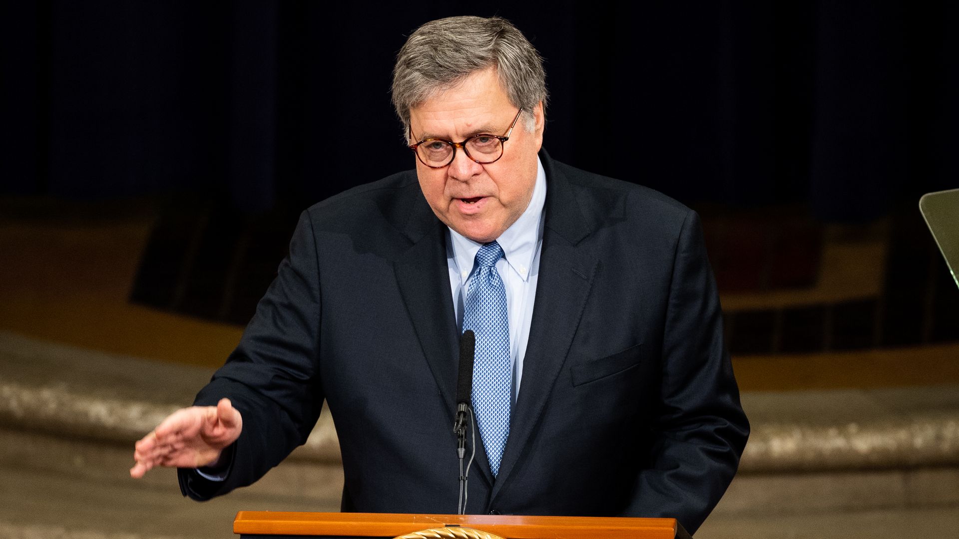 Attorney General William Barr speaks at the Department of Justice National Opioid Summit in Washington, DC.