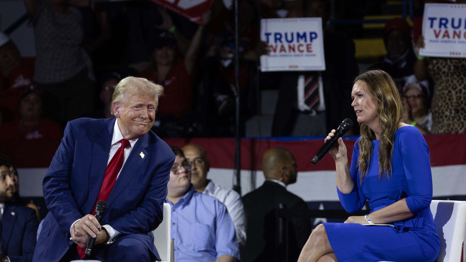 Republican presidential nominee, former U.S. President Donald Trump holds his first campaign event, attended by Arkansas Gov. Sarah Huckabee Sanders.