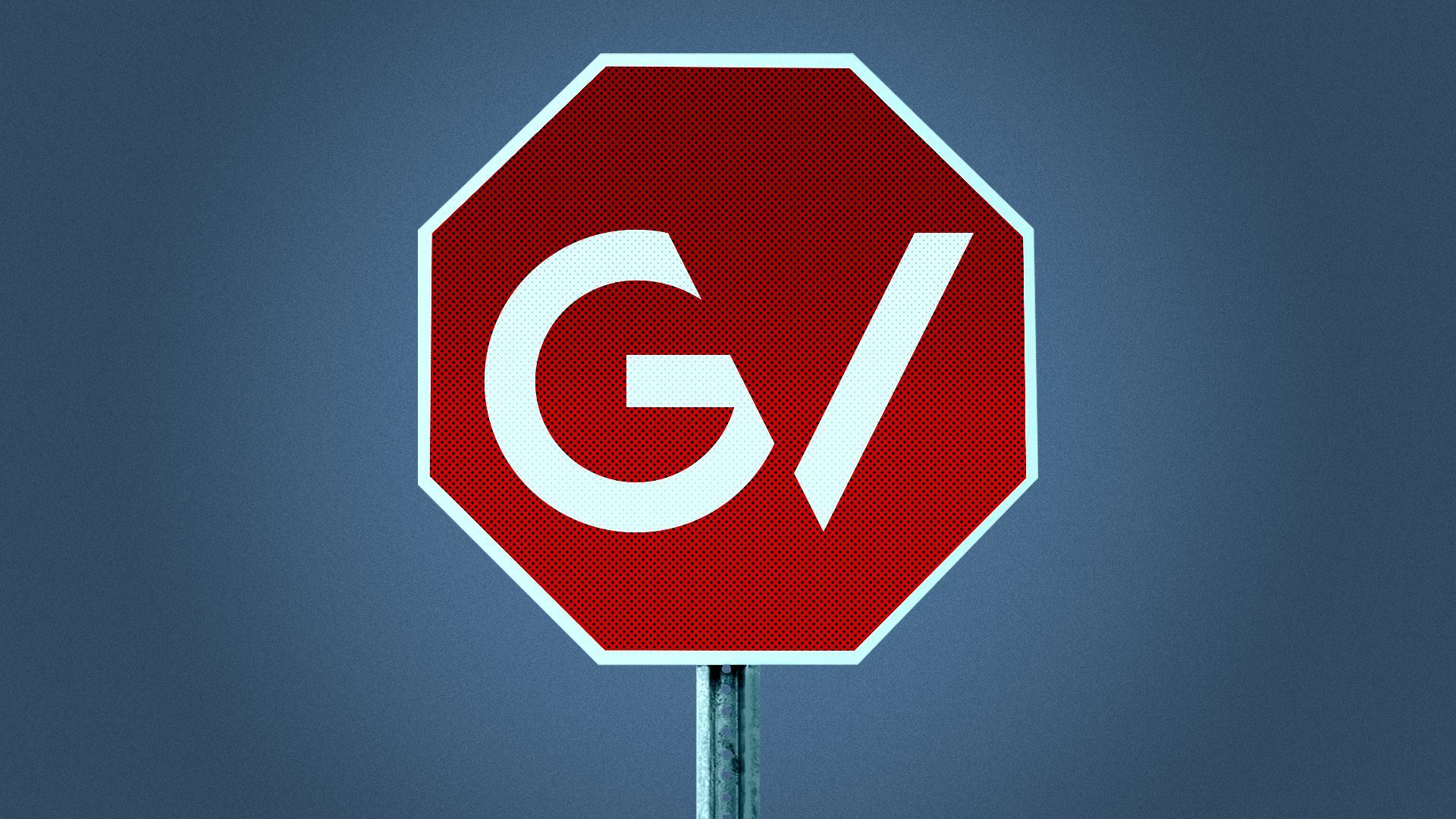 Illustration of a stop sign with Google Ventures' logo.