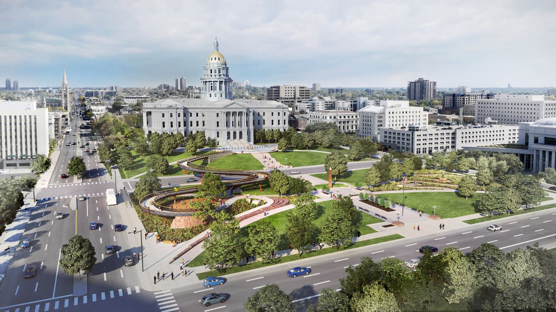 A rendering of the proposed pedestrian walkway at the state Capitol. Image courtesy of the governor's office