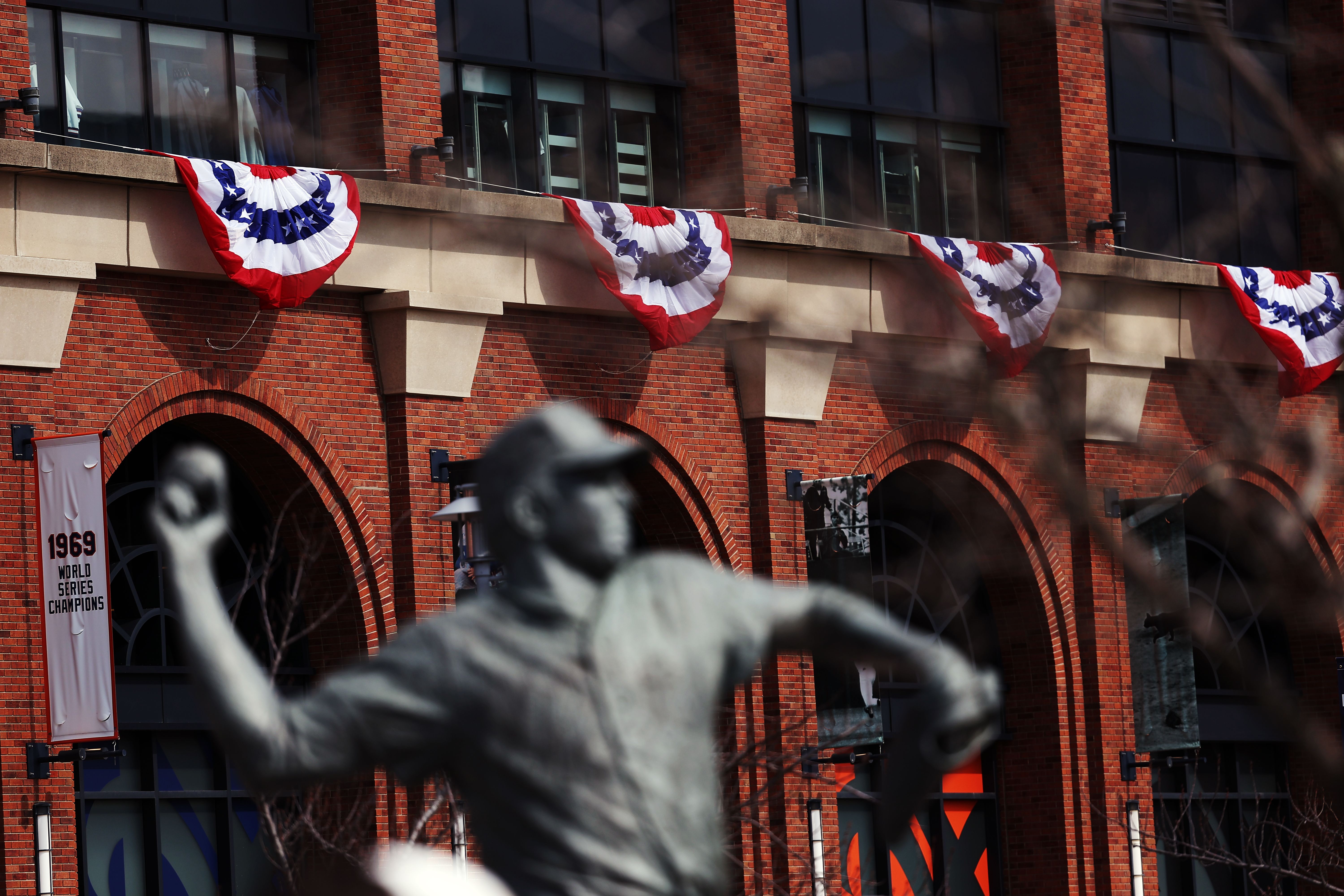 Bunting hangs at Citi Field today. Photo: Dustin Satloff/MLB Photos via Getty Images
