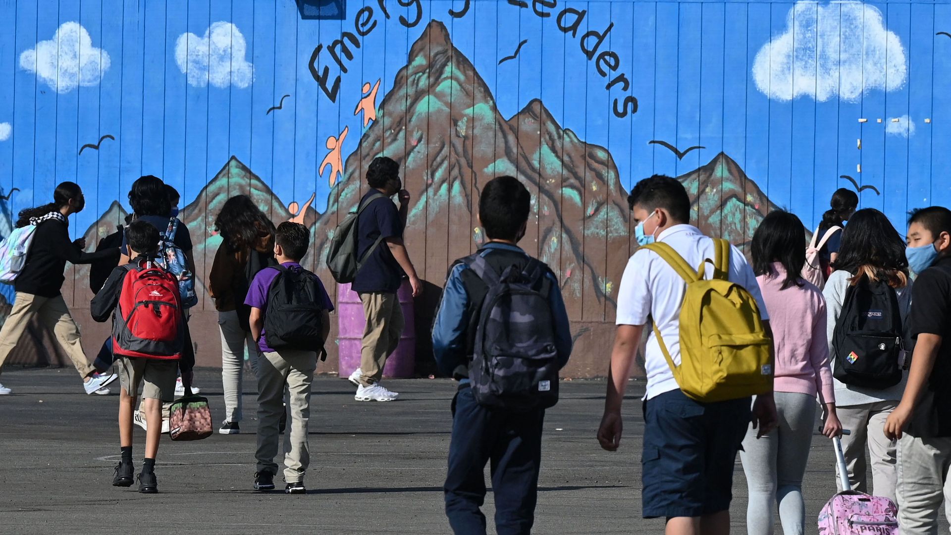 Kids attending school Los Angeles, California.