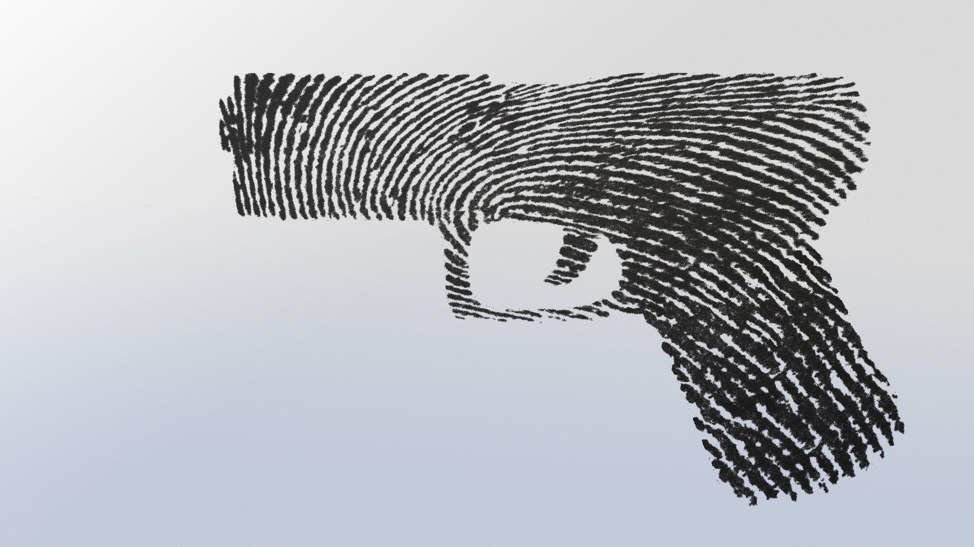 Illustration of a fingerprint shaped to resemble a handgun