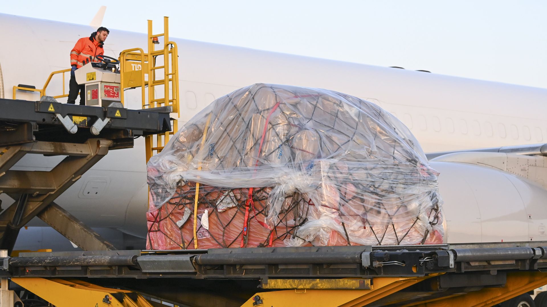 A shipment arriving in Liege Airport in Belgium