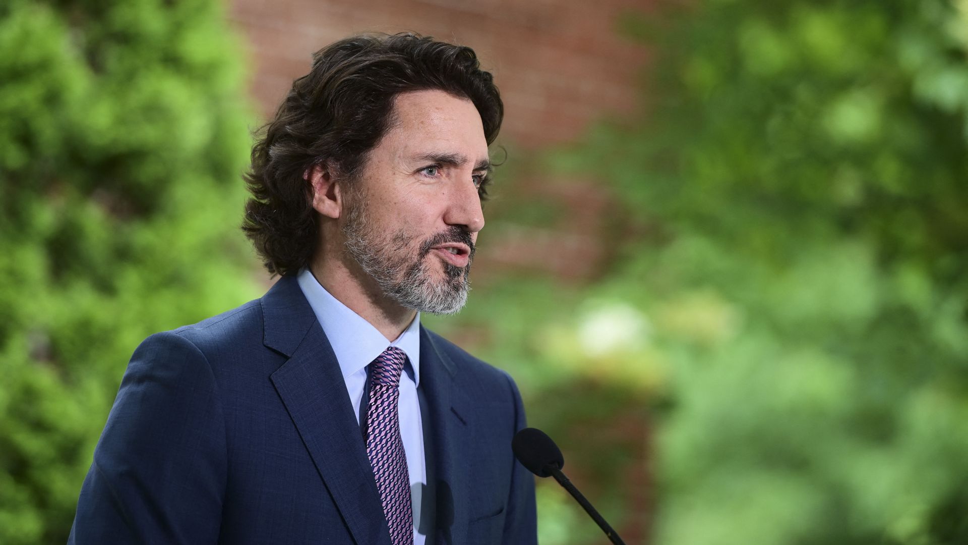 Canadian Prime Minister Justin Trudeau speaks during a news conference at Rideau Cottage in Ottawa, Canada