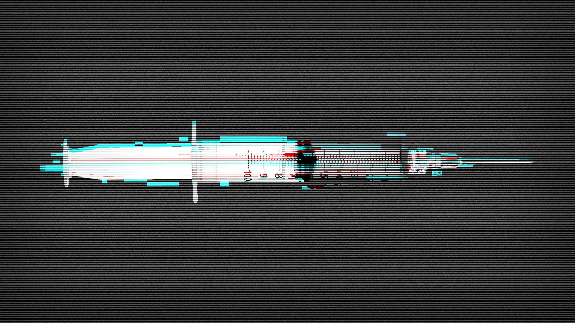 Illustration of a syringe glitching.
