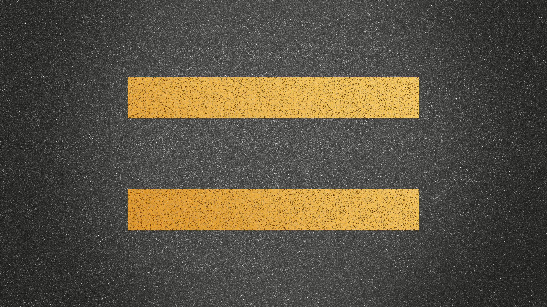 Illustration of an equals sign painted in yellow on the road. 