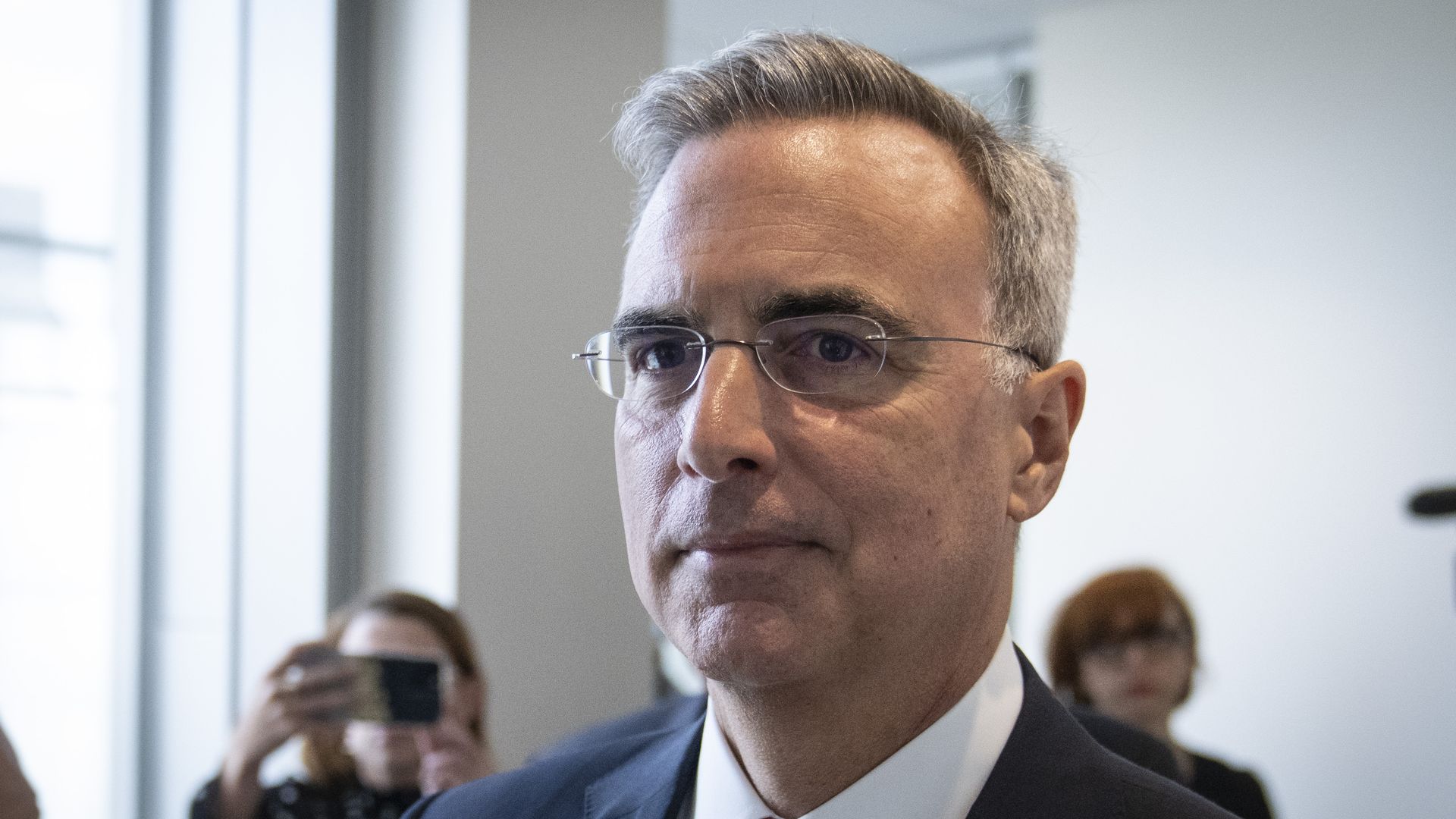 Pat Cipollone, former President Trumps White House counsel, exits a conference room during a break in his interview at the Thomas P. O'Neill Jr. House Office Building July 8, 2022
