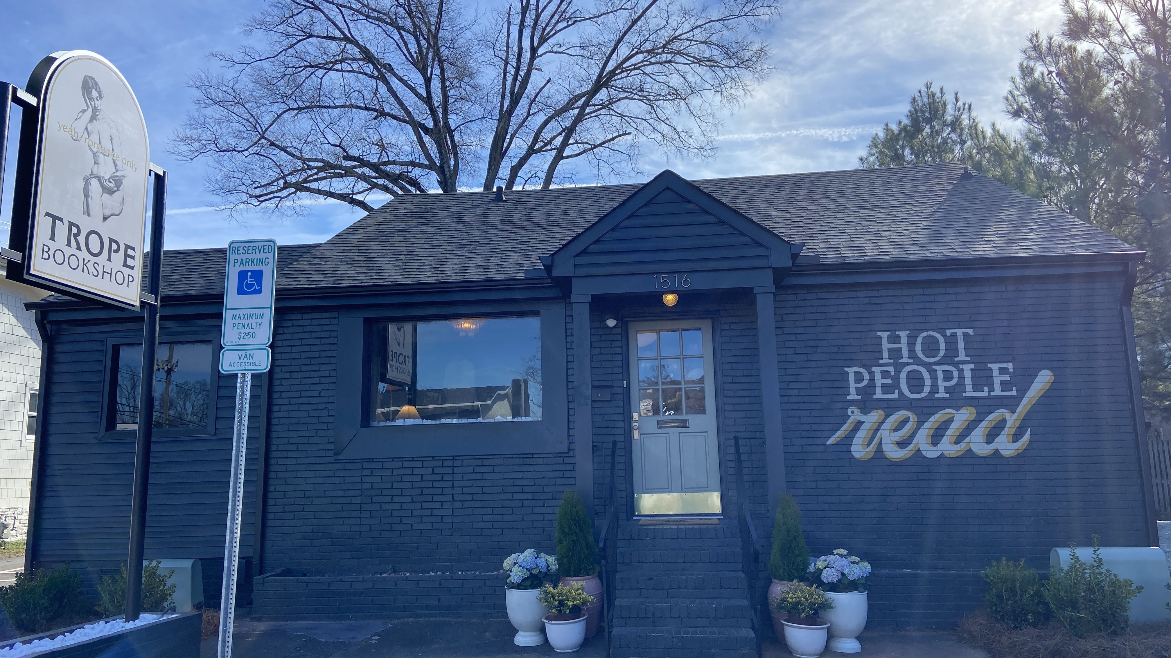 Trope Bookshop exterior in Plaza Midwood.