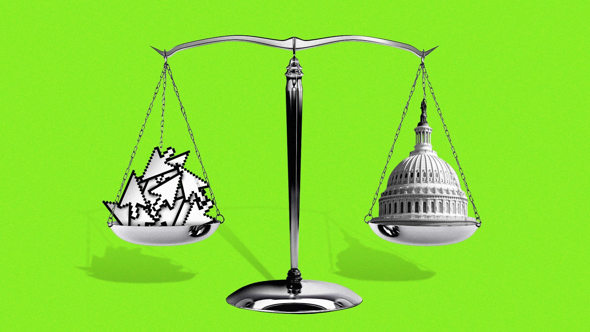 a scale balancing the capitol building and clicks