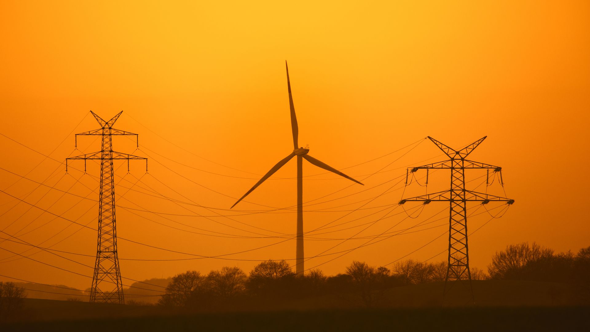 High tension electricity pylons.