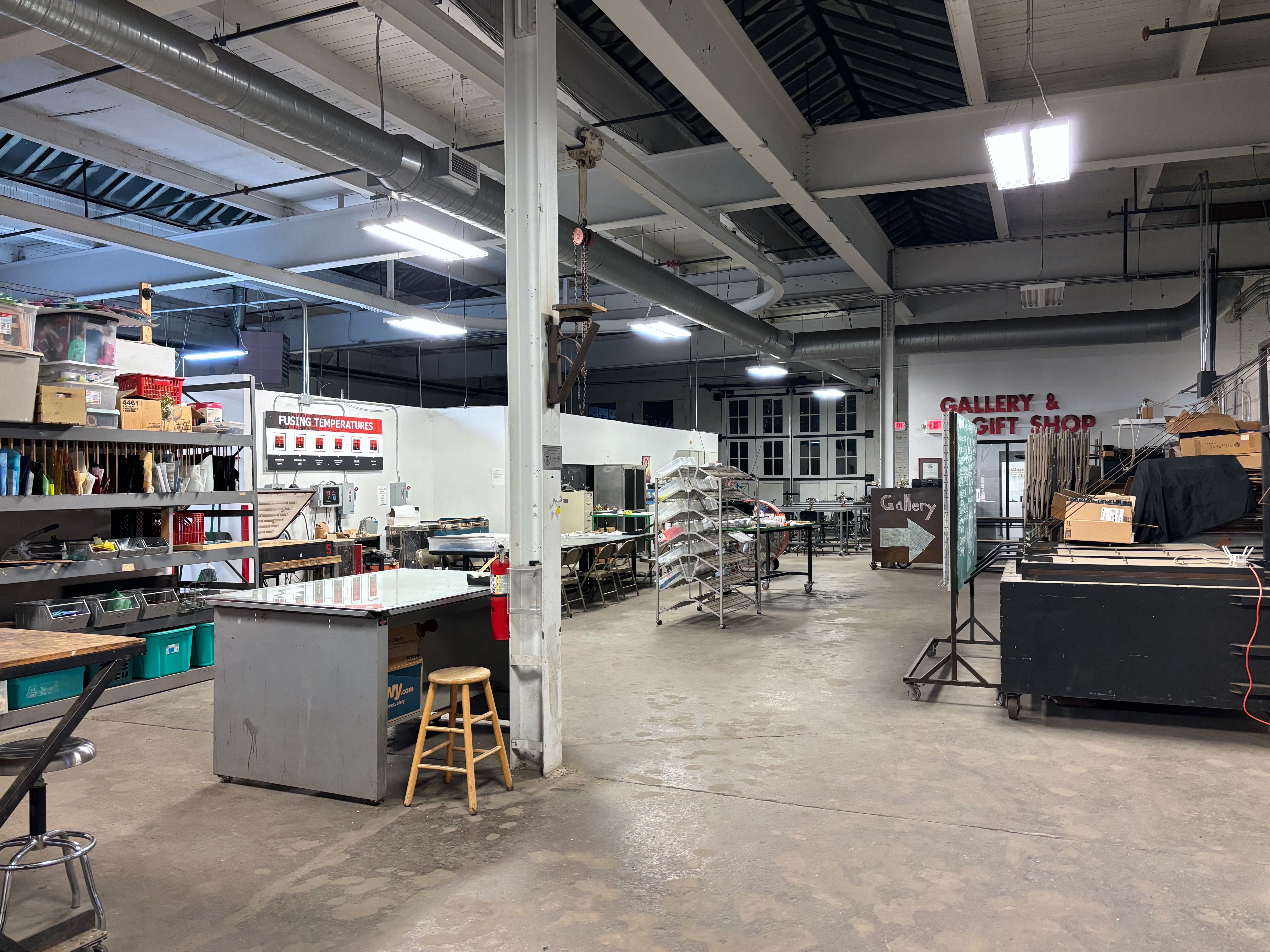 An overview of Glass Axis' current studio at 610 W. Town St.