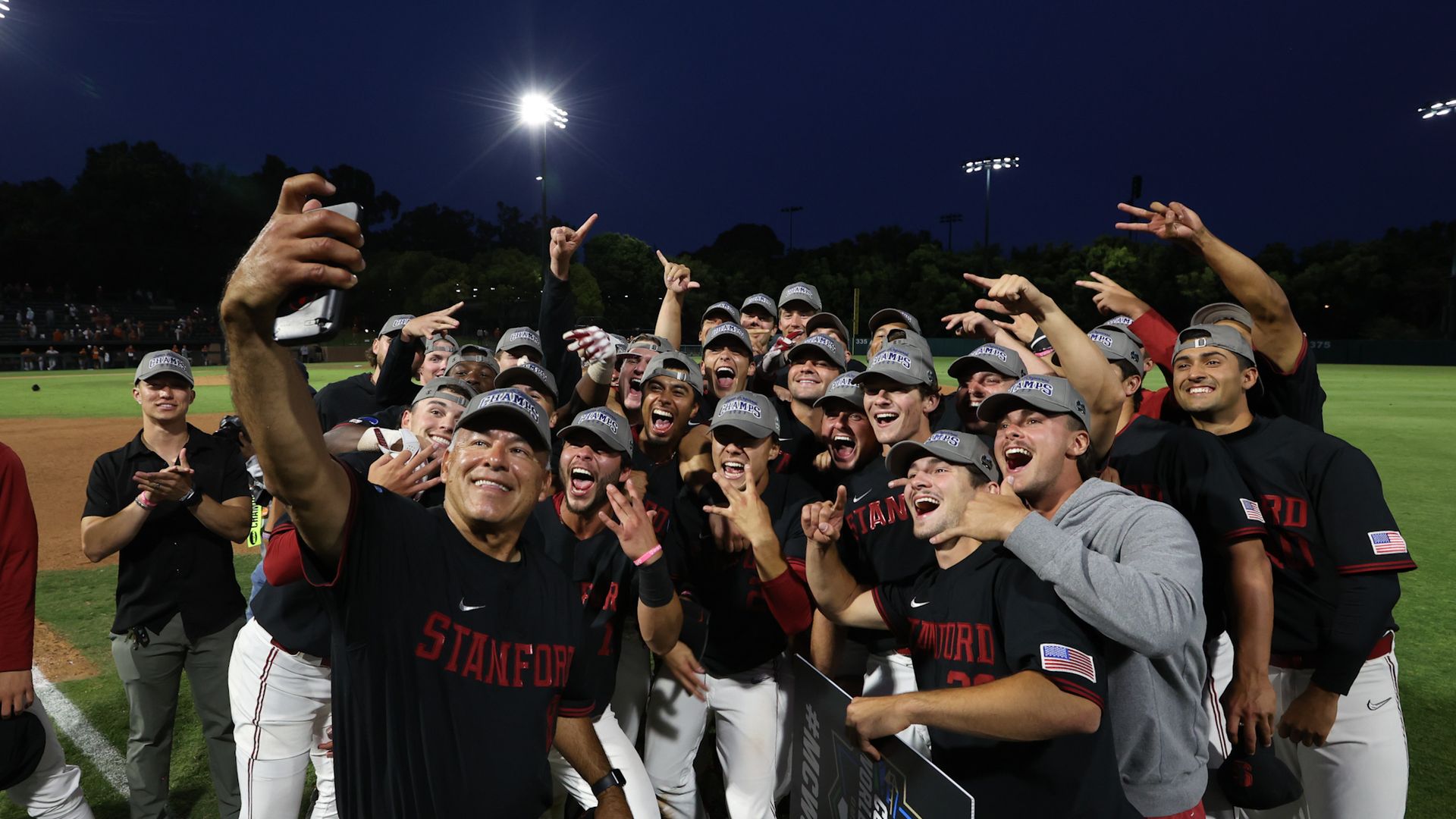 stanford celebrates with pic of team