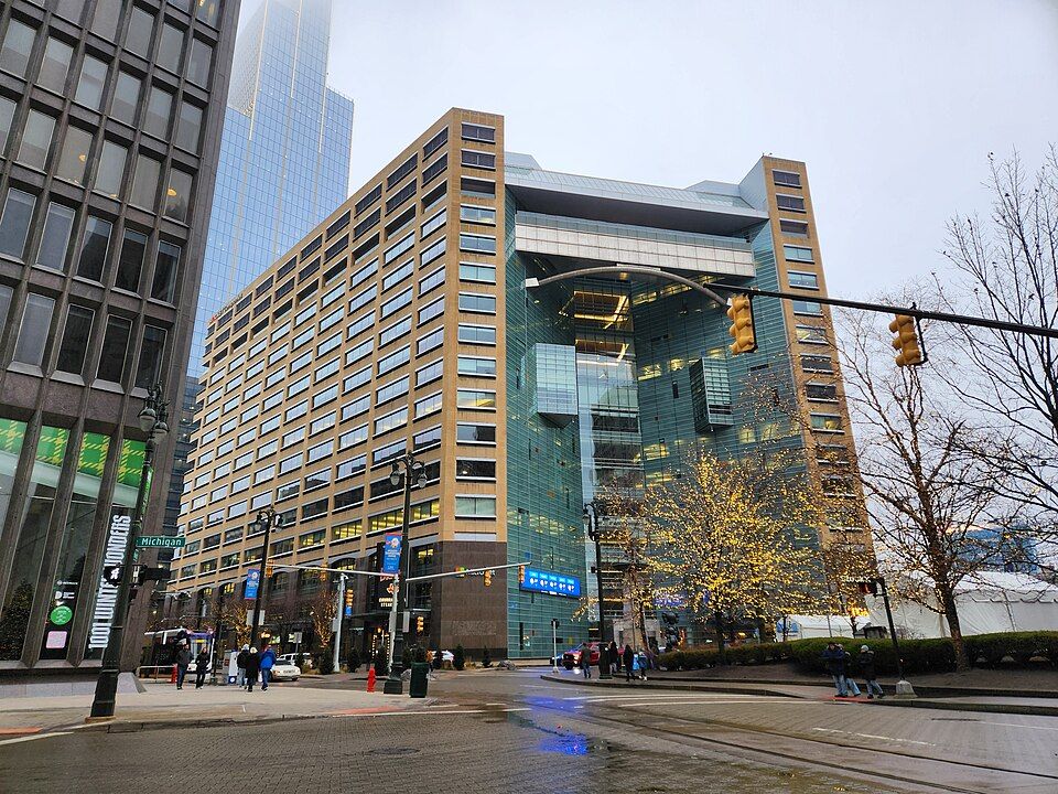 Buildings in downtown Detroit along campus martius