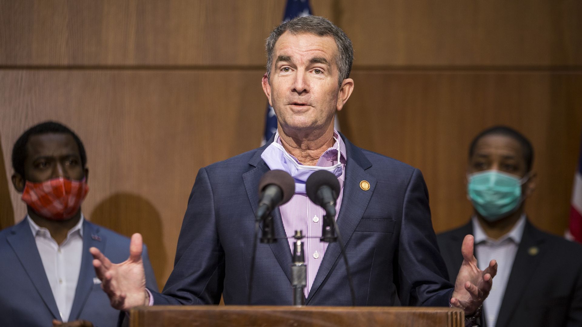 Virginia Gov. Ralph Northam (D) speaks during a news conference. Photo by Zach Gibson/Getty Images