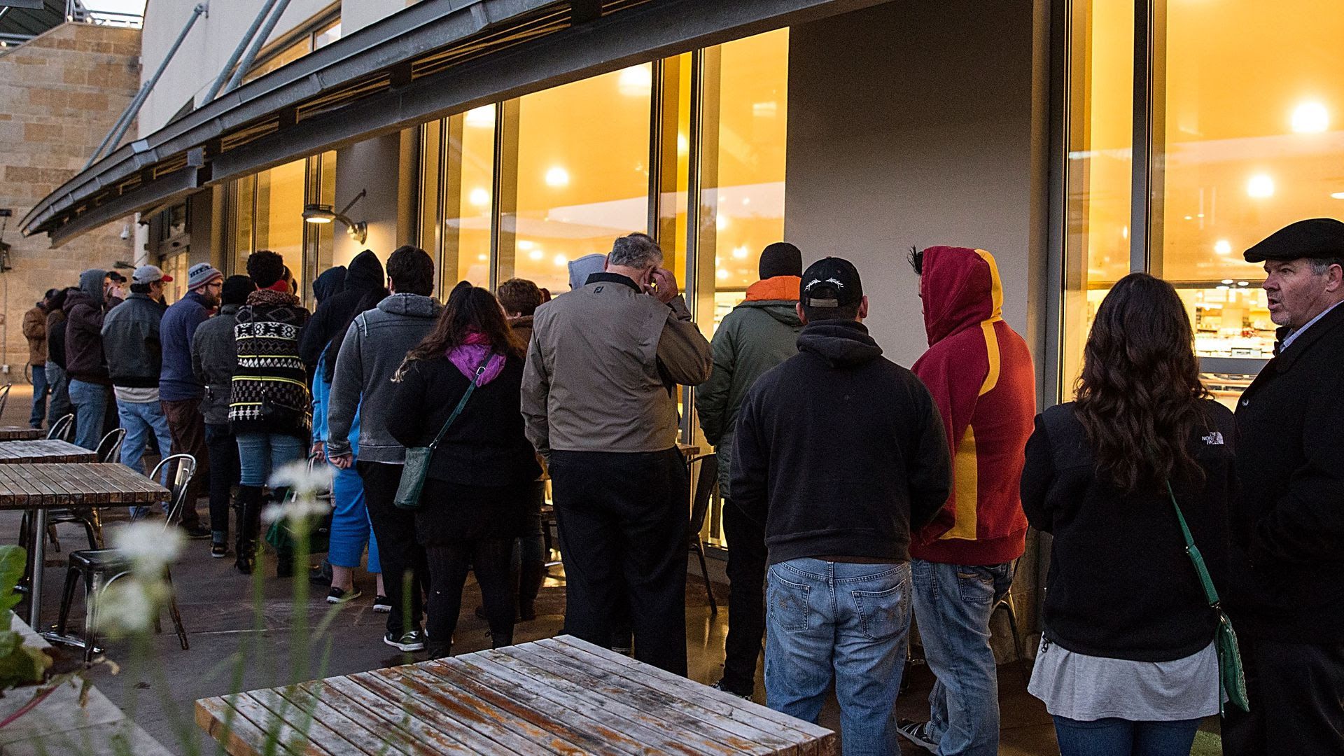 People wait in line for Bourbon County beers in Austin, Texas in 2013.