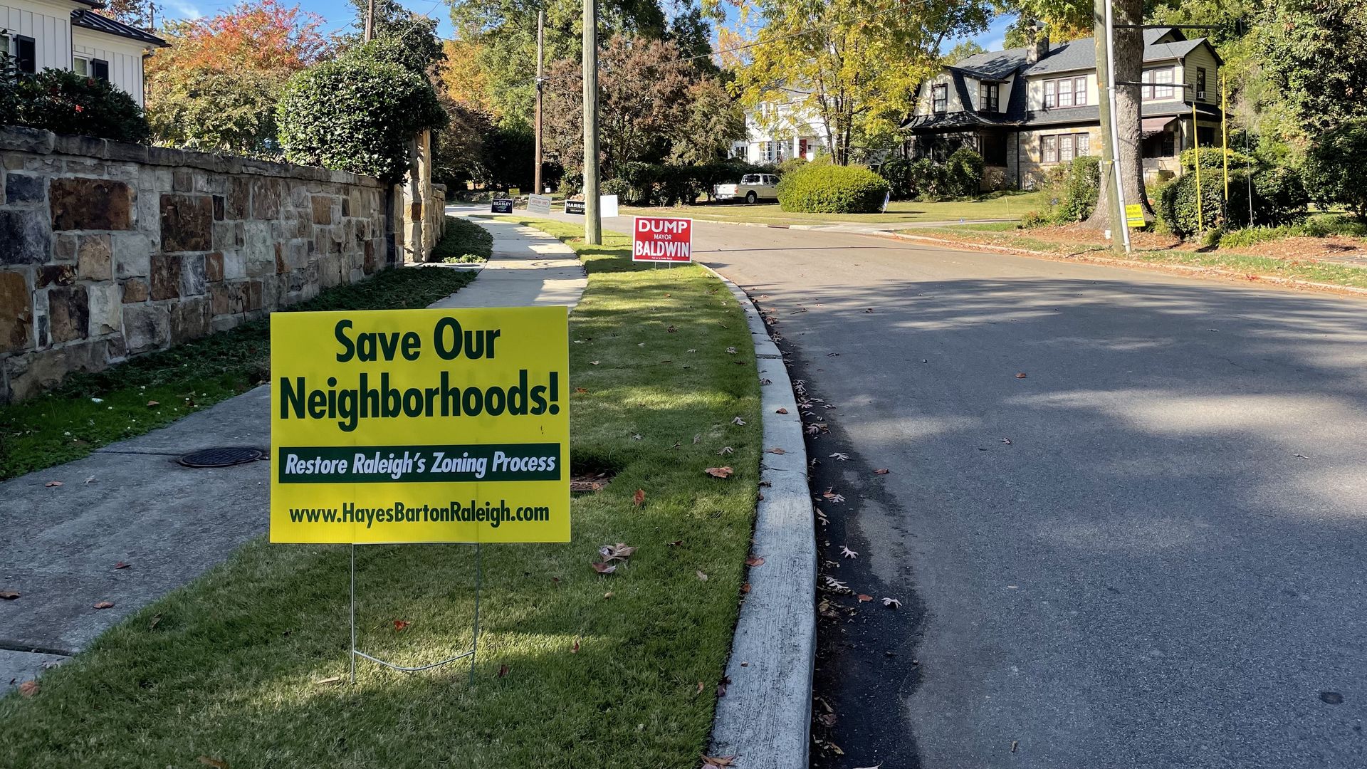 Save Our Neighborhoods sign in Hayes Barton last fall
