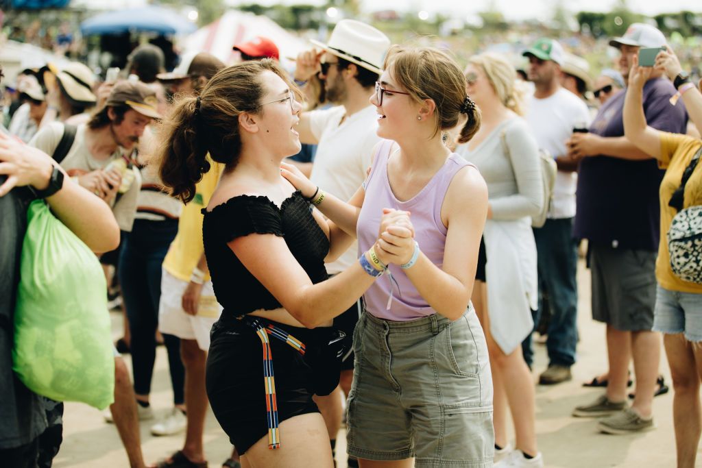 Festival goers are seen at the Hinterland Music Festival on August 08, 2021 in St. Charles, Iowa. 