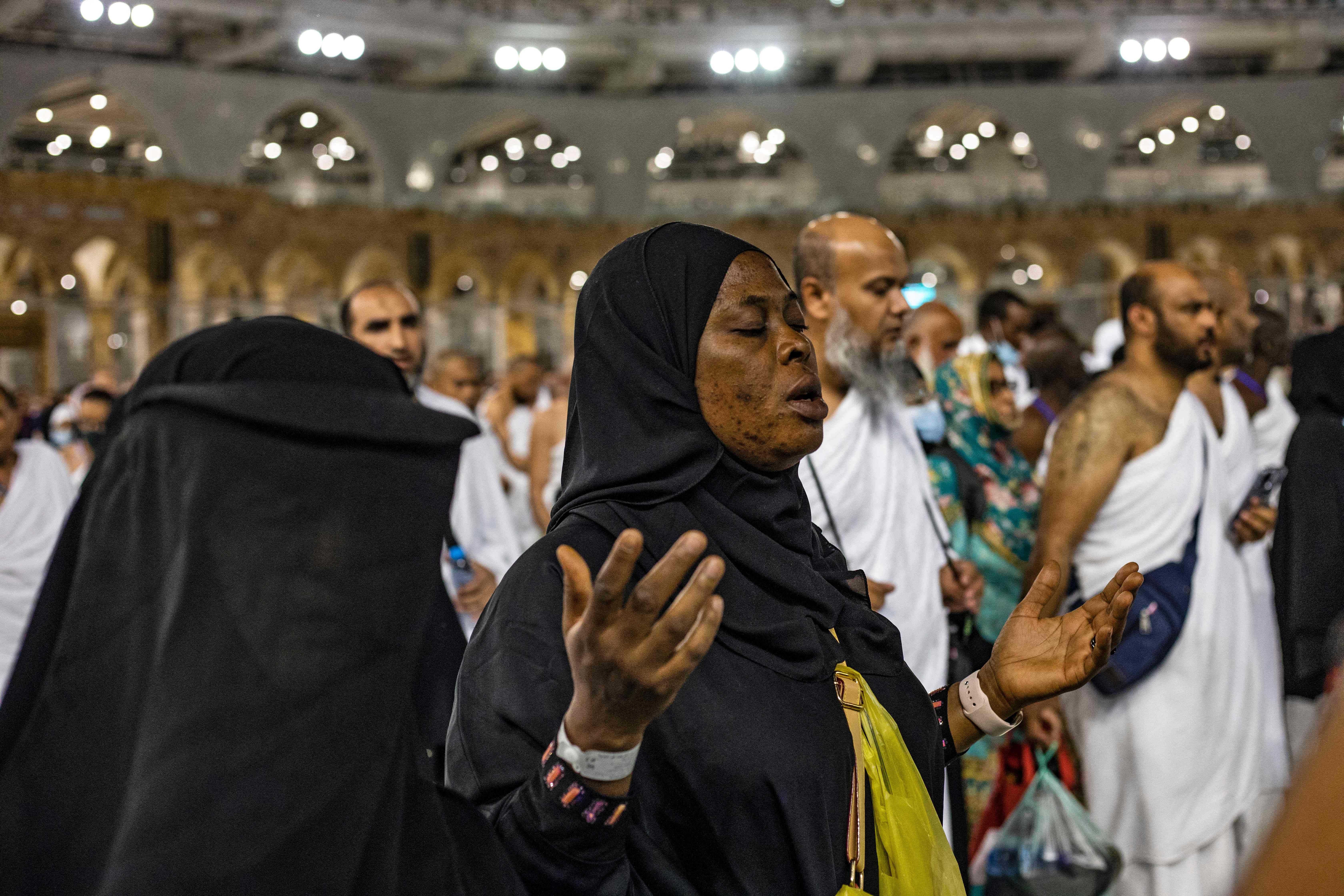 Pilgrims prays at the Grand Mosque in Saudi Arabia.