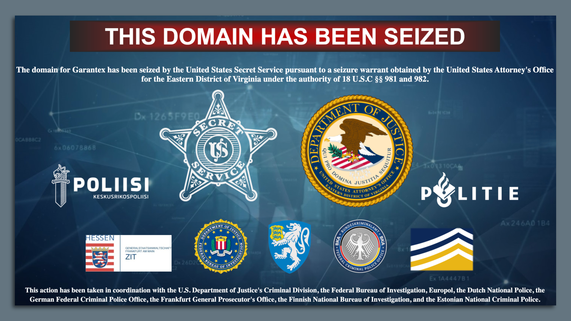 U.S. indicts Garantex operators, seizes web domains