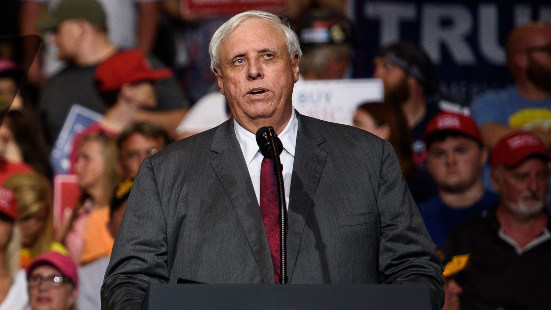 West Virginia Governor Jim Justiceat the Big Sandy Superstore Arena on August 3, 2017 in Huntington, West Virginia.