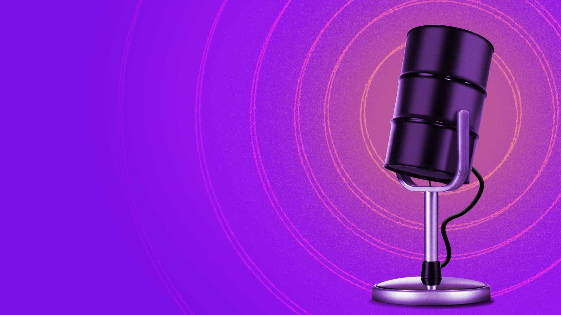 Illustration of an oil barrel as a vintage microphone