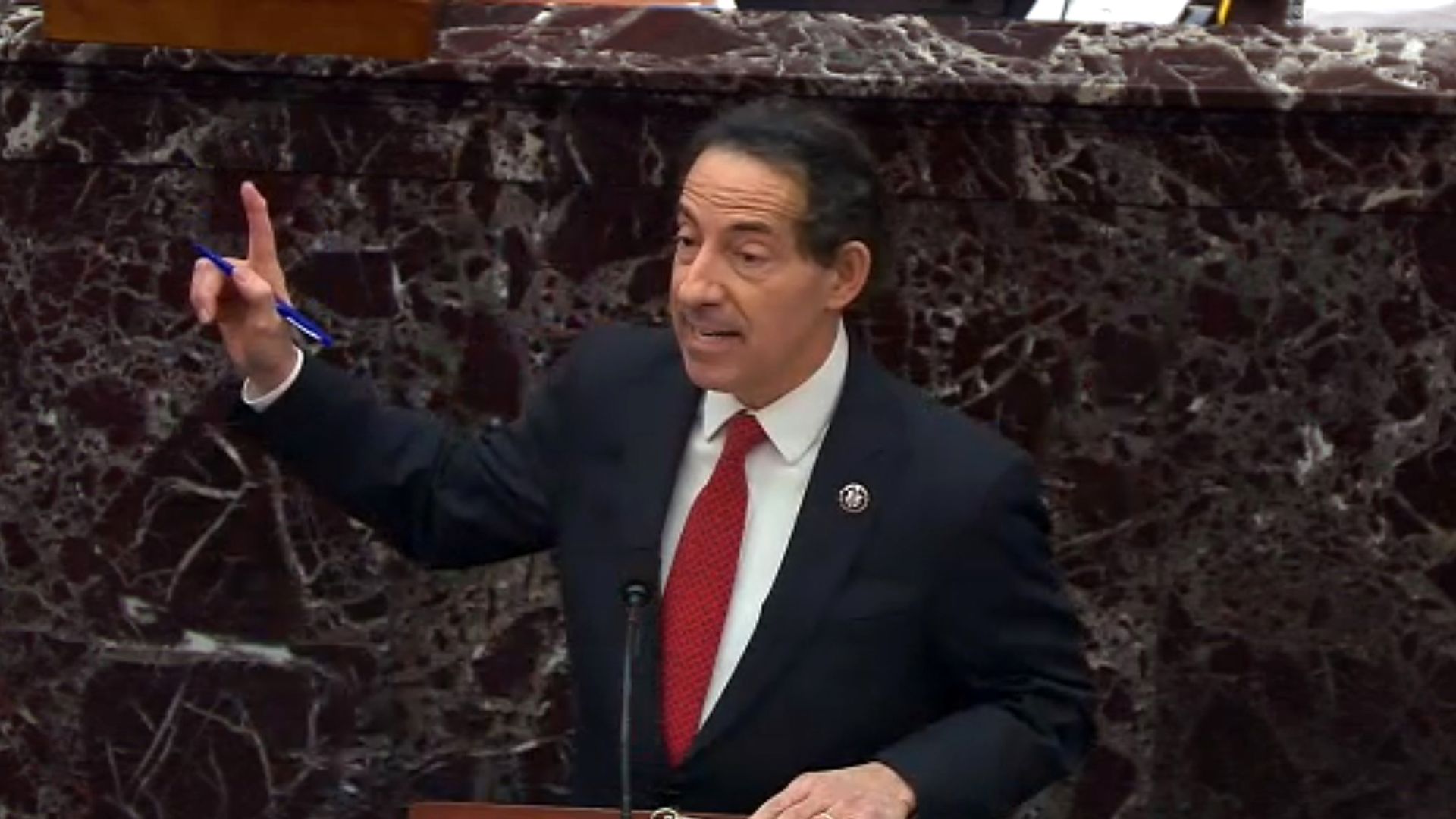 Rep. Jamie Raskin, the lead House impeachment manager, is seen speaking Tuesday.