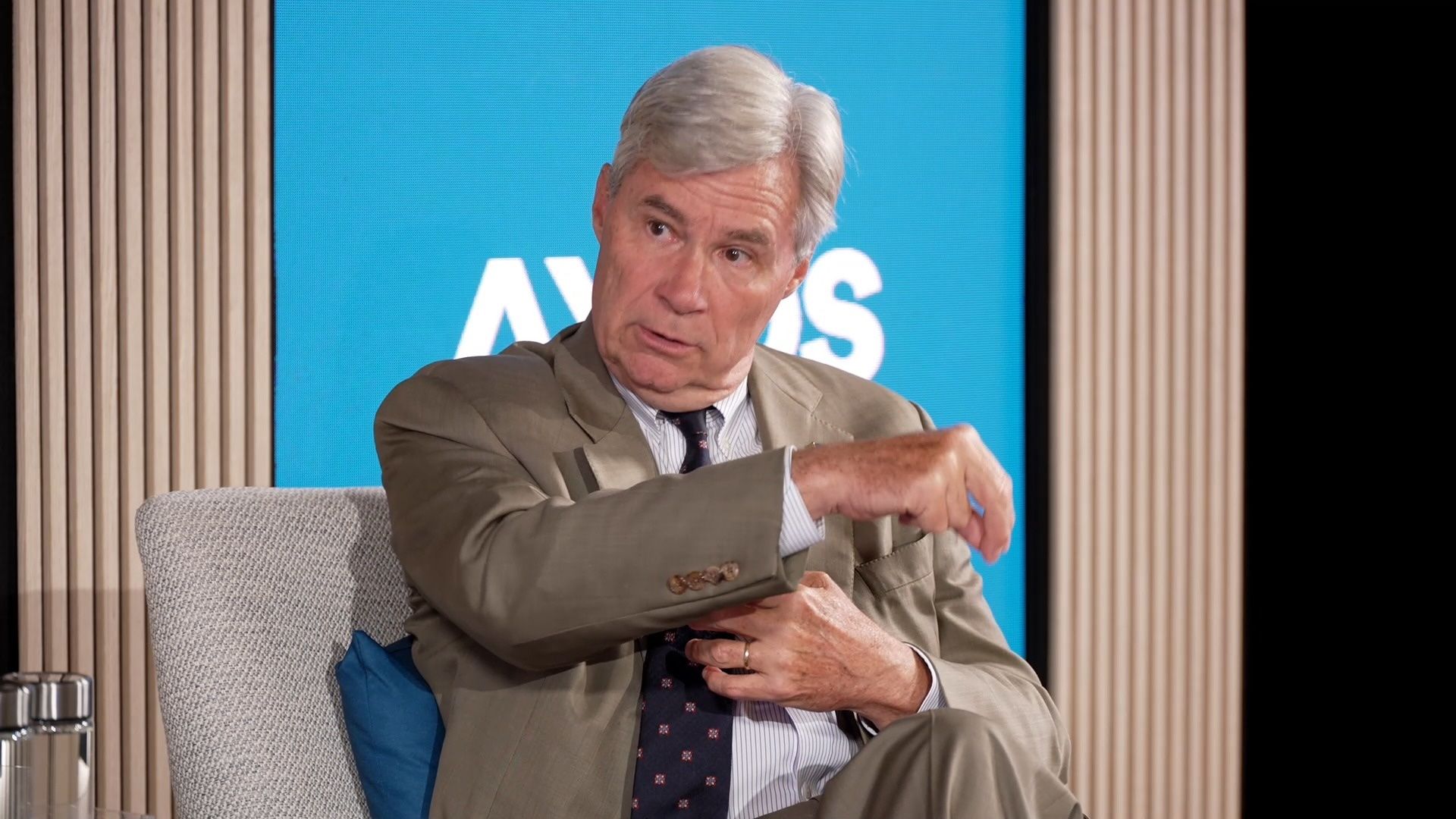Senator Sheldon Whitehouse speaks at an Axios House event at Climate Week