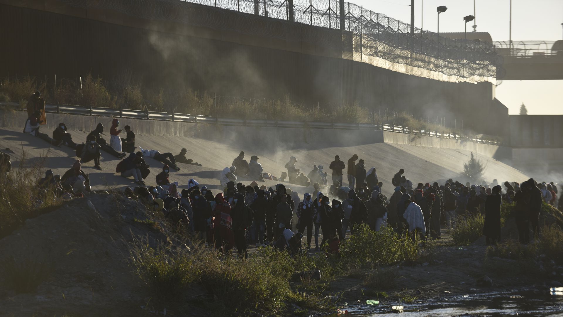 Migrants waiting at border