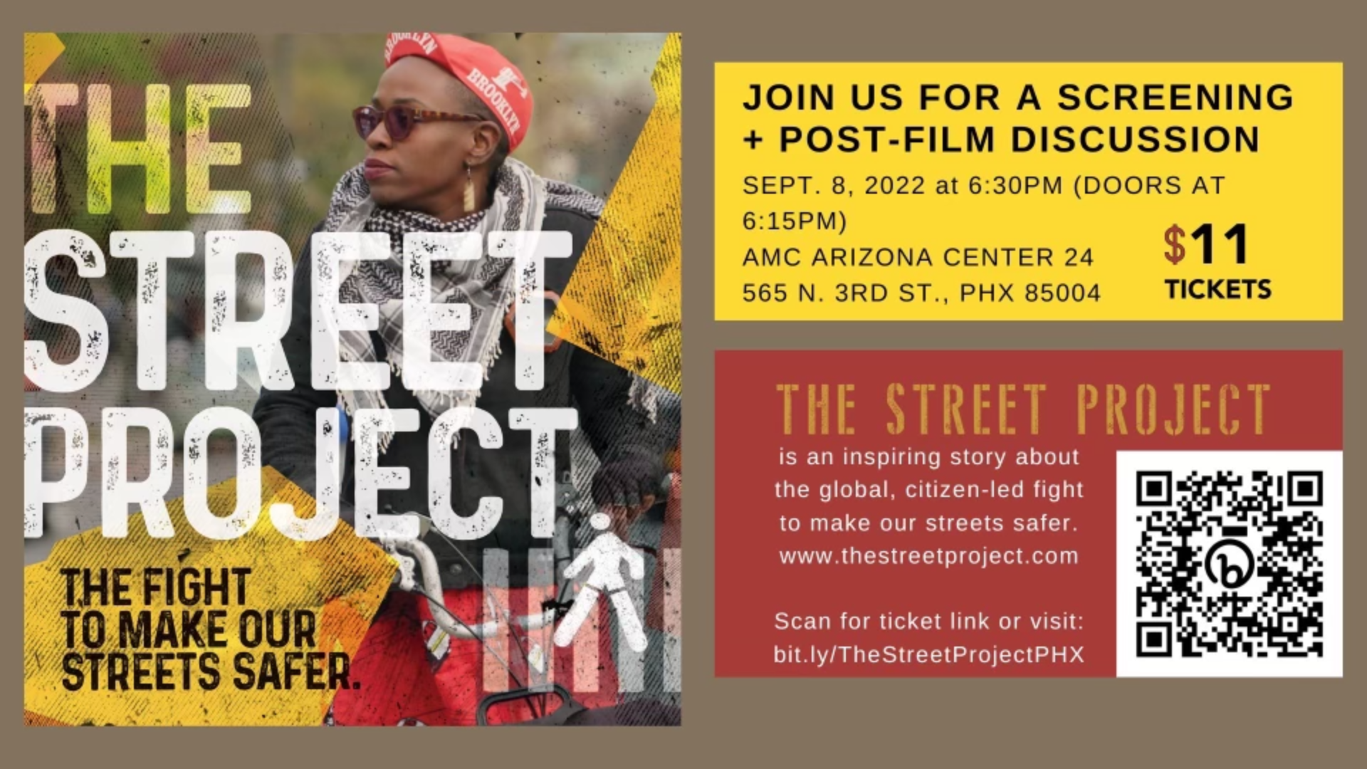 A movie poster for "The Street Project" with information about a screening.