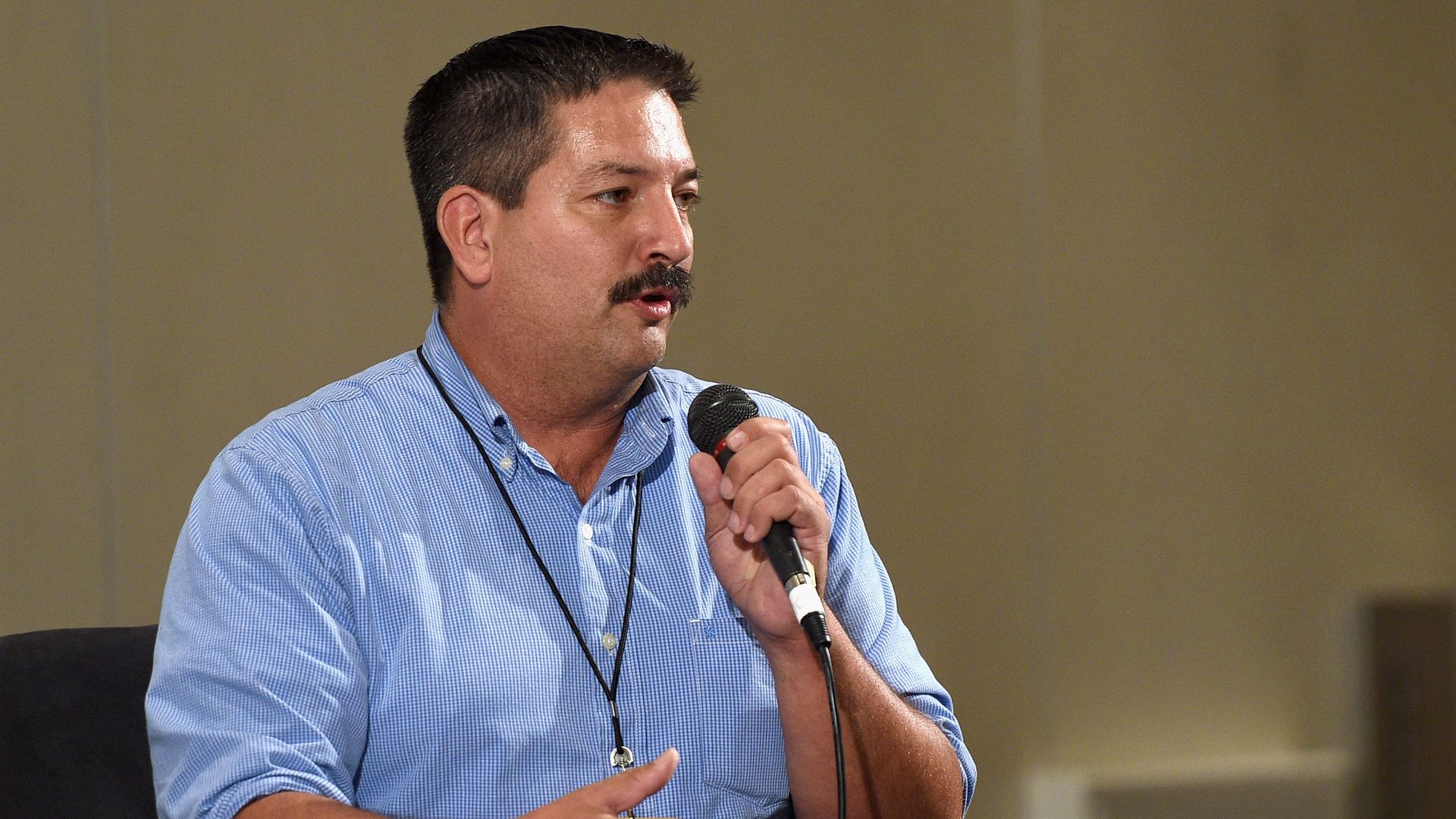 Randy Bryce gives a speech at Politicon