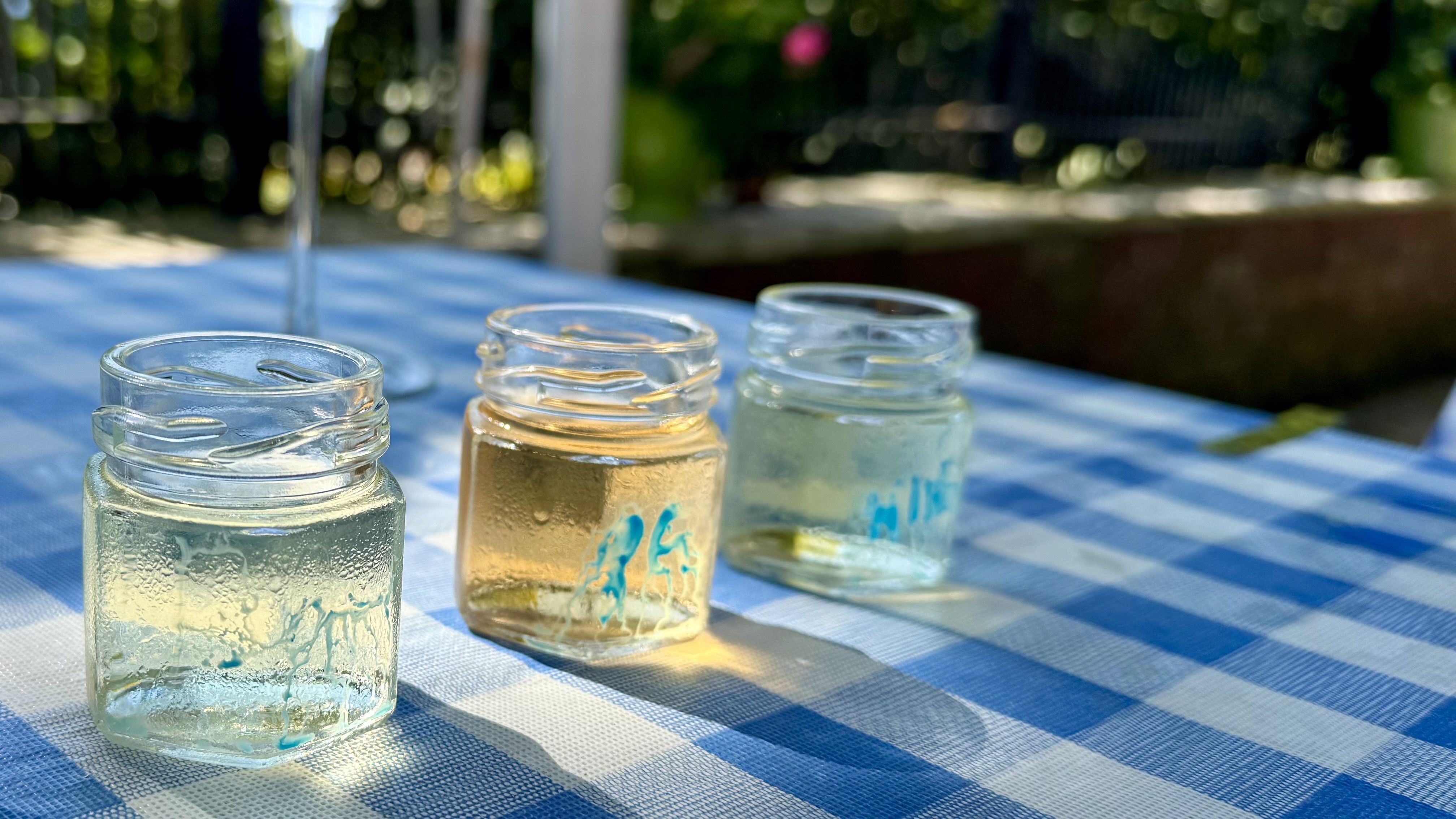 Three small wine samples