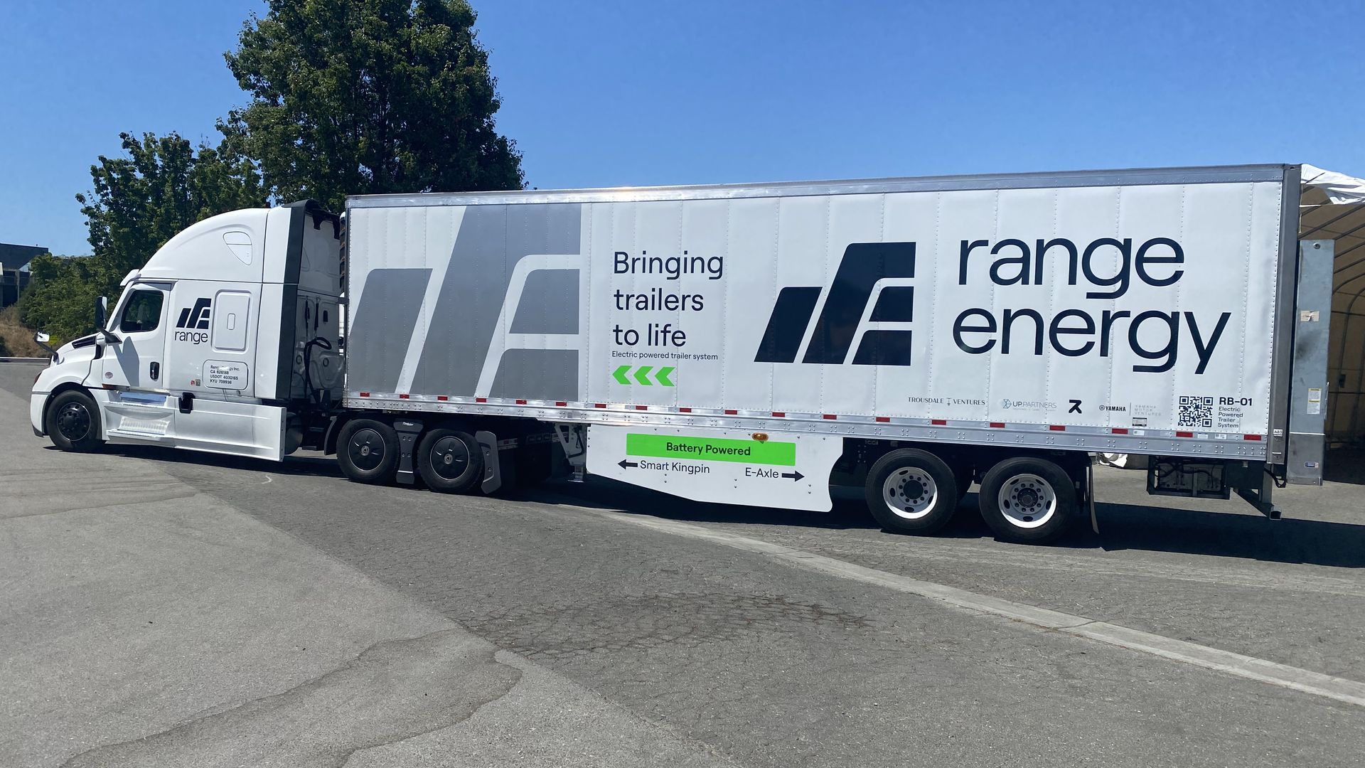 Range Energy's electrified trailer the RB1 outside of its headquarters in Mountain View, Calif.