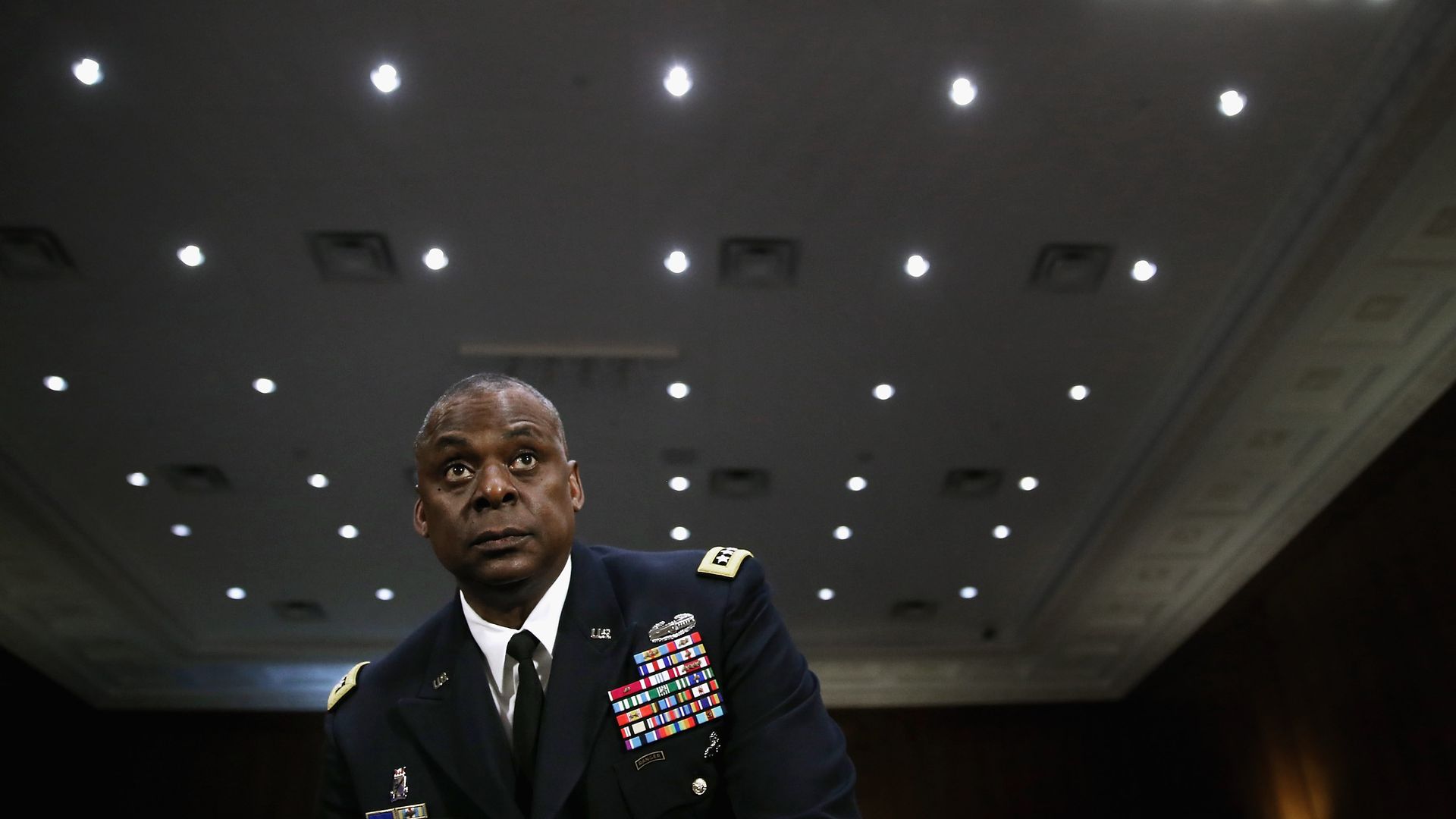 Retired Army General Lloyd Austin in seen in his uniform before congressional testimony in 2015.