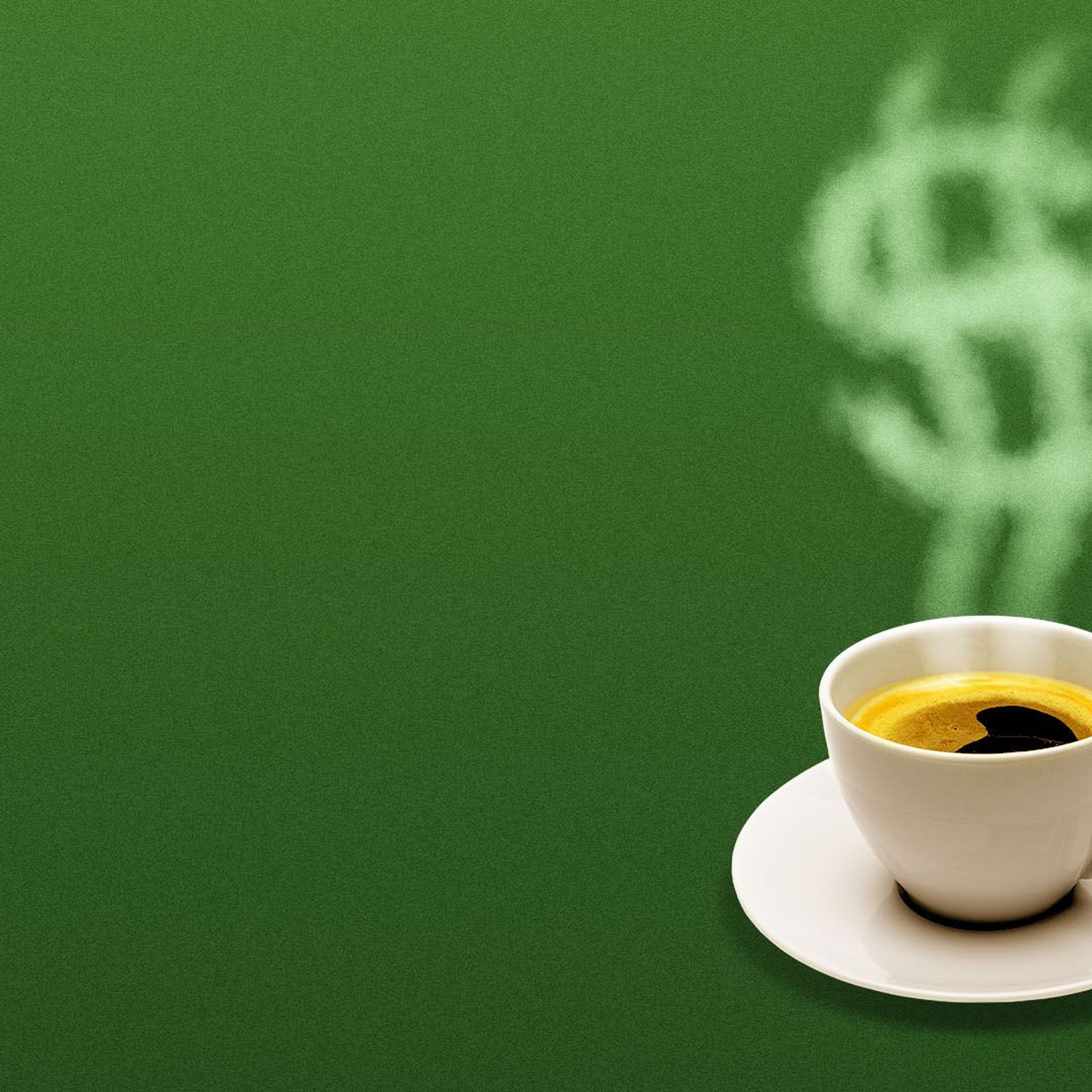Illustration of a coffee cup with steam in the shape of a dollar sign.