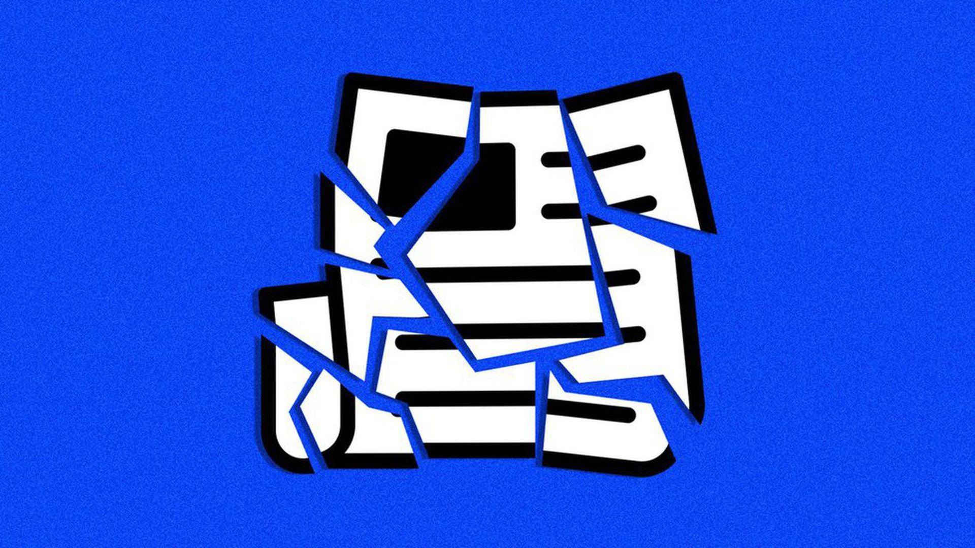 Illustration of a newspaper crumbling