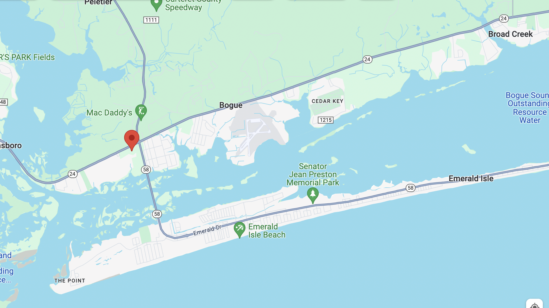 The approximate location of the development in Cedar Point, where the burial site is located. 