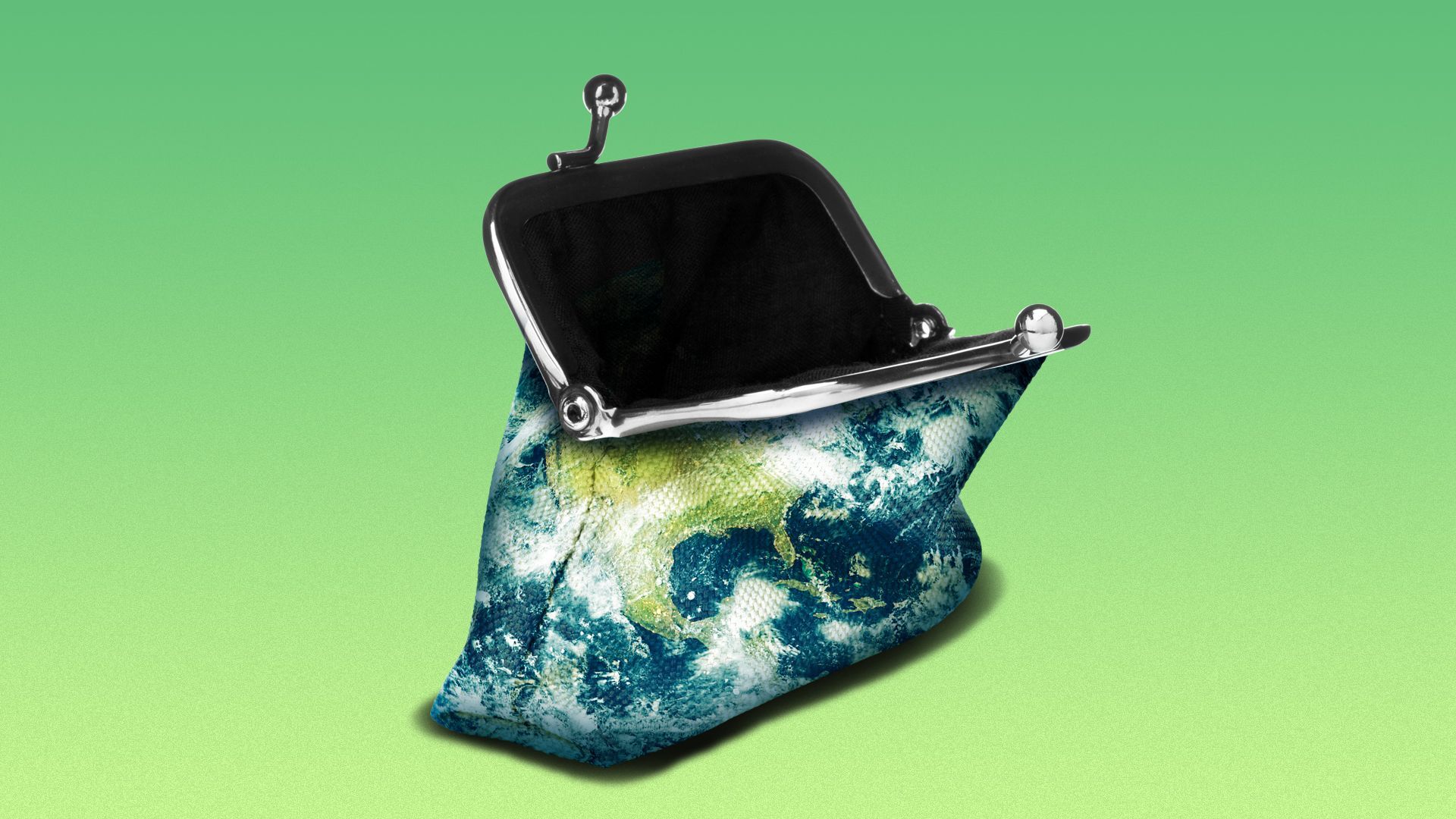 Illustration of an open wallet in the form of the planet earth