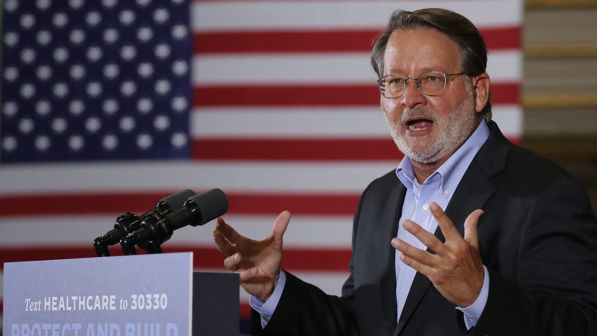 Sen. Gary Peters is seen speaking at a campaign event.