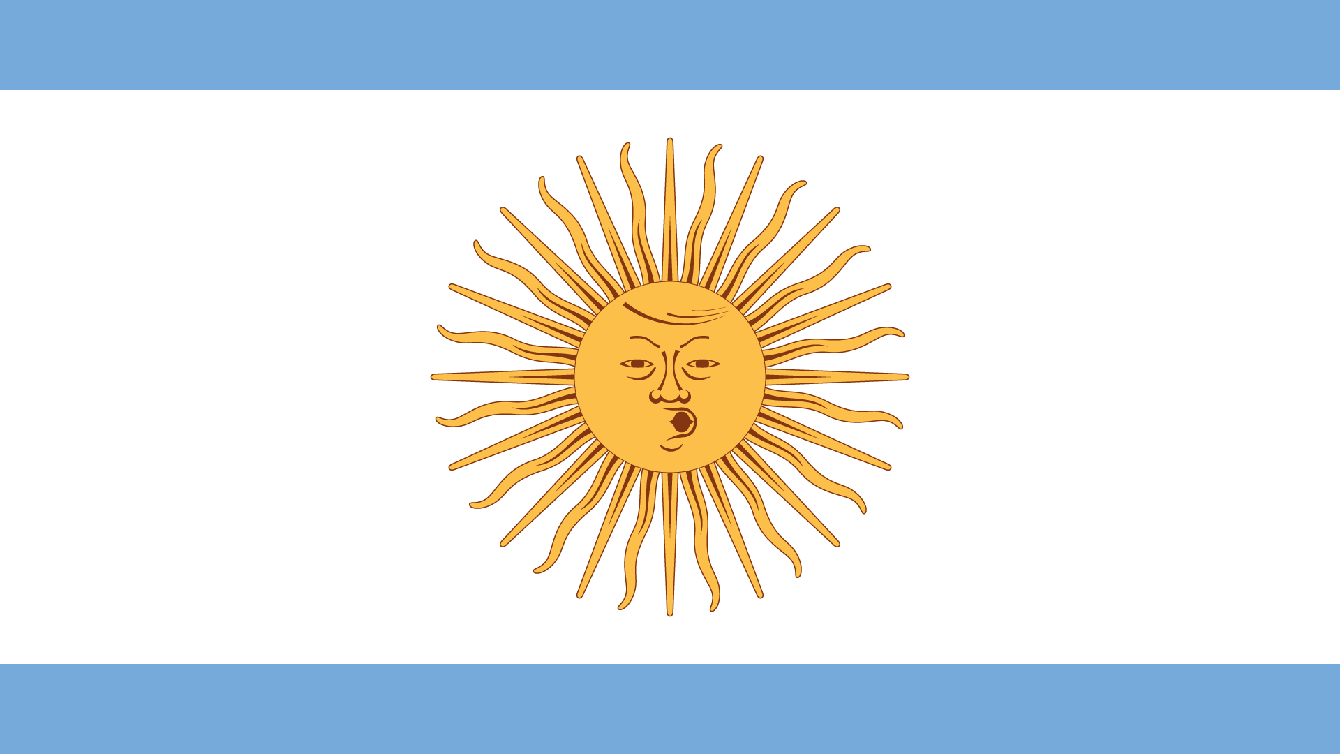 Argentine flag with Trump in the center.