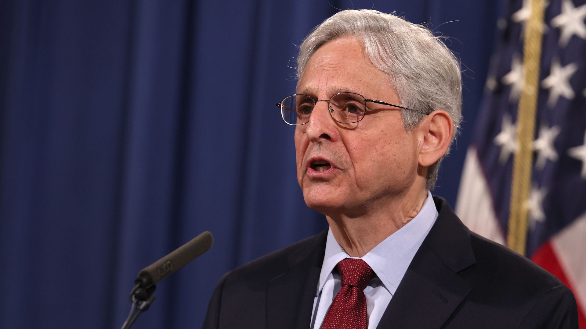 Attorney General Merrick Garland speaks at a news conference at the Department of Justice on June 25