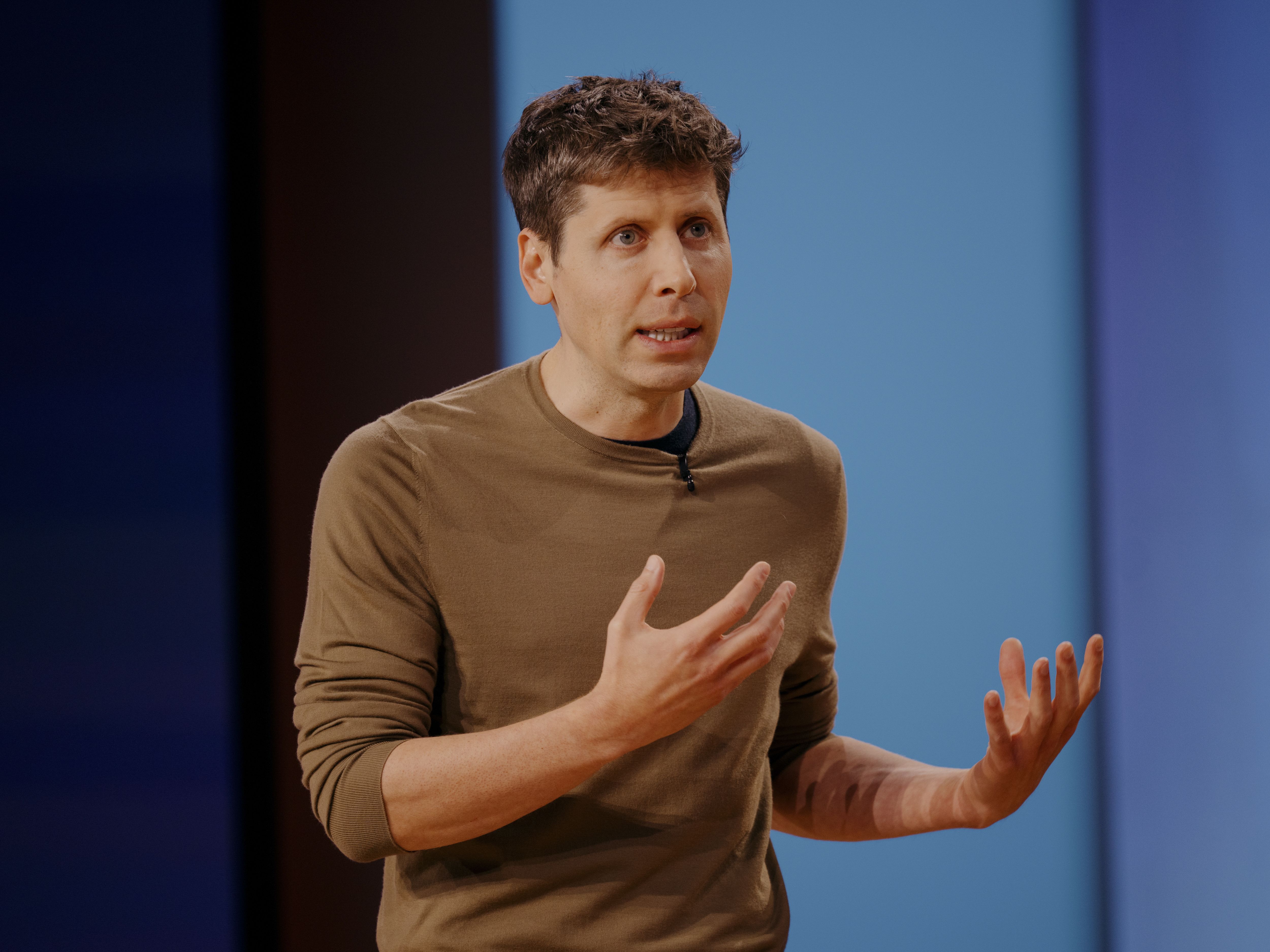 Sam Altman speaks at the Microsoft Build conference in Seattle in May
