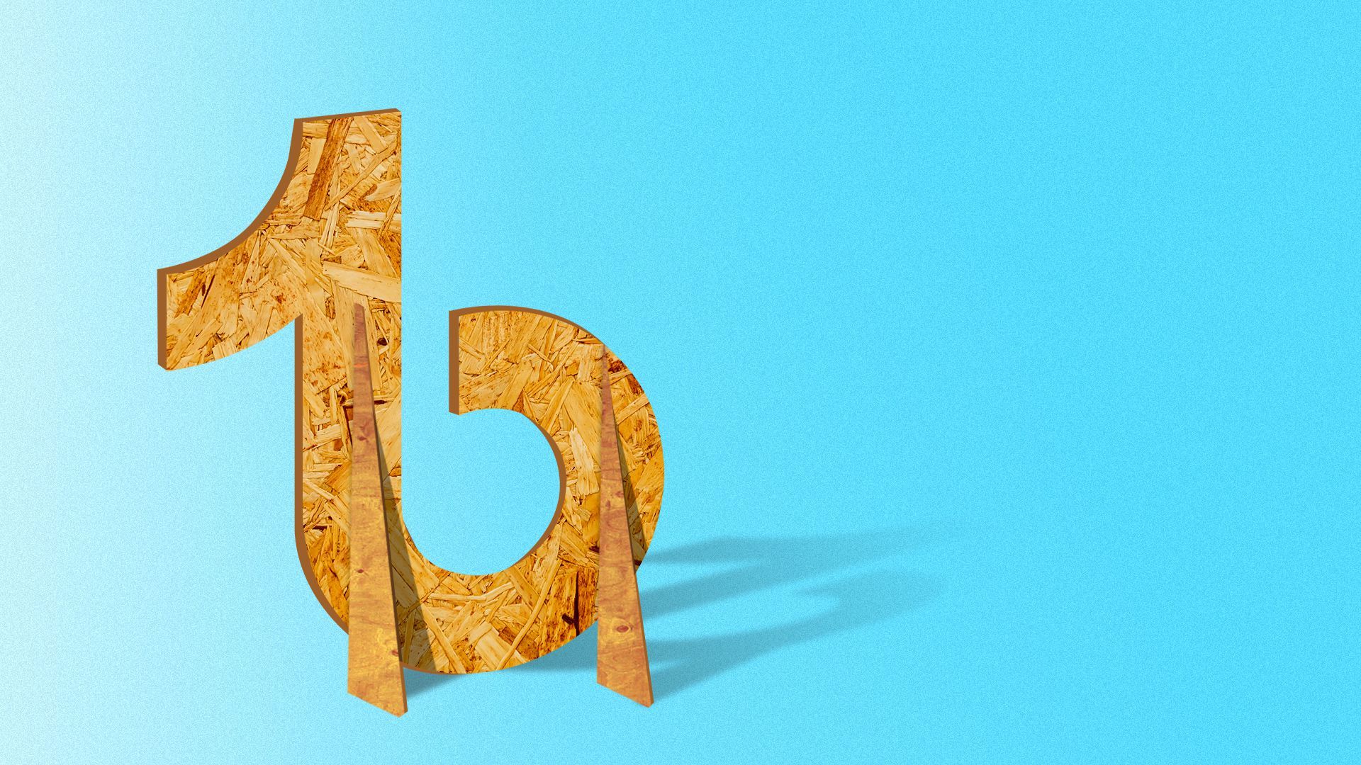 Illustration of a TikTok logo cut out from behind, propped up on stilts, as if it is a Potemkin village element. 