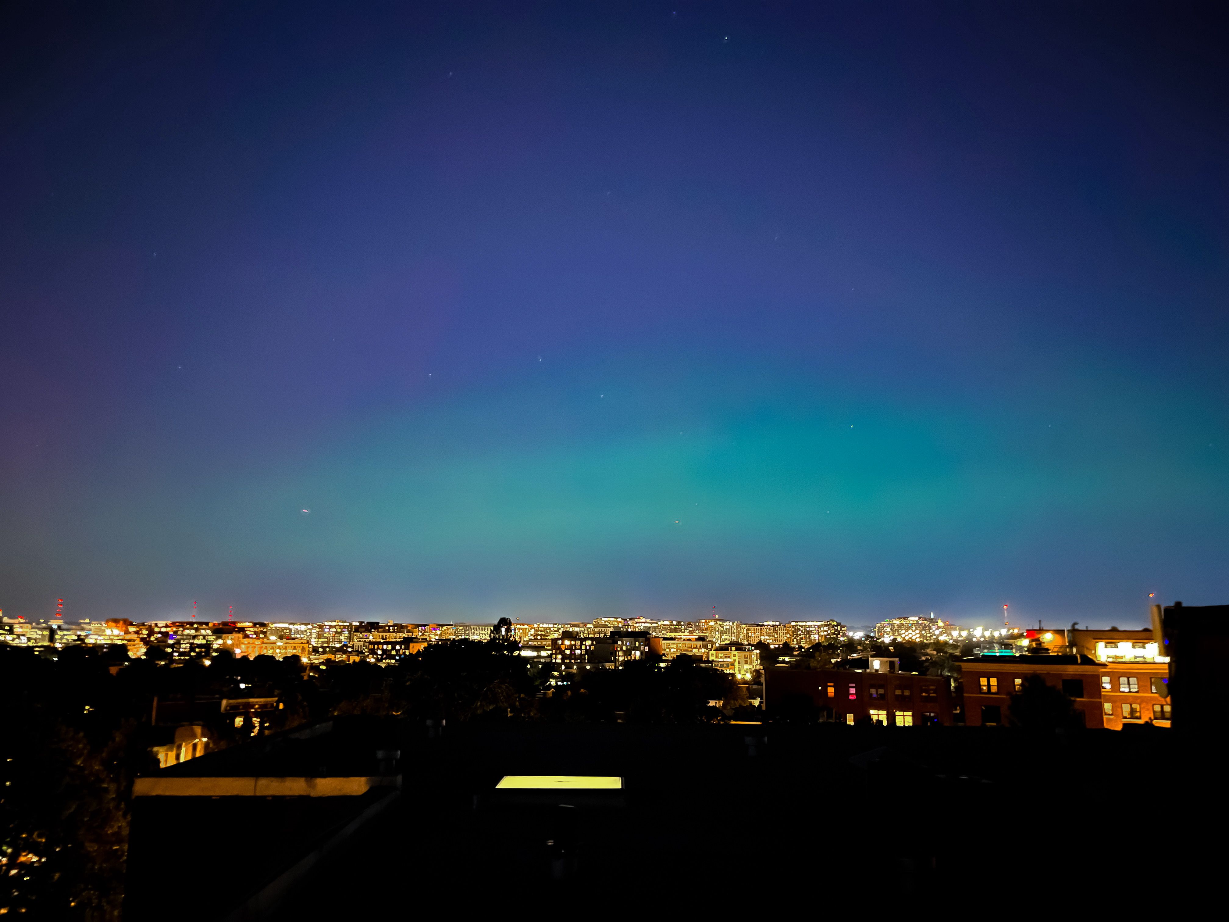 The aurora borealis is seen on Oct. 10 over Washington, D.C. Photo: Jonah Bryson